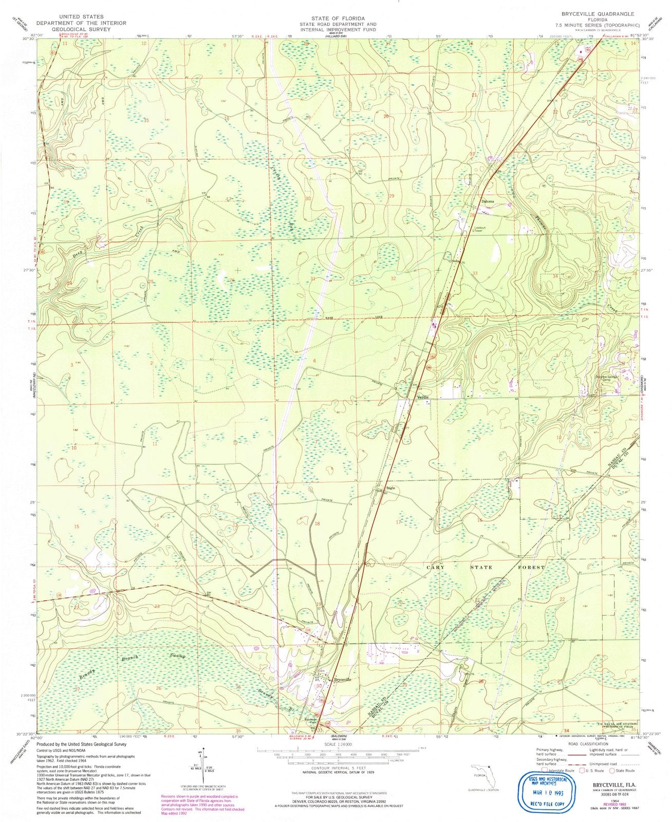 1964 Bryceville, FL - Florida - USGS Topographic Map