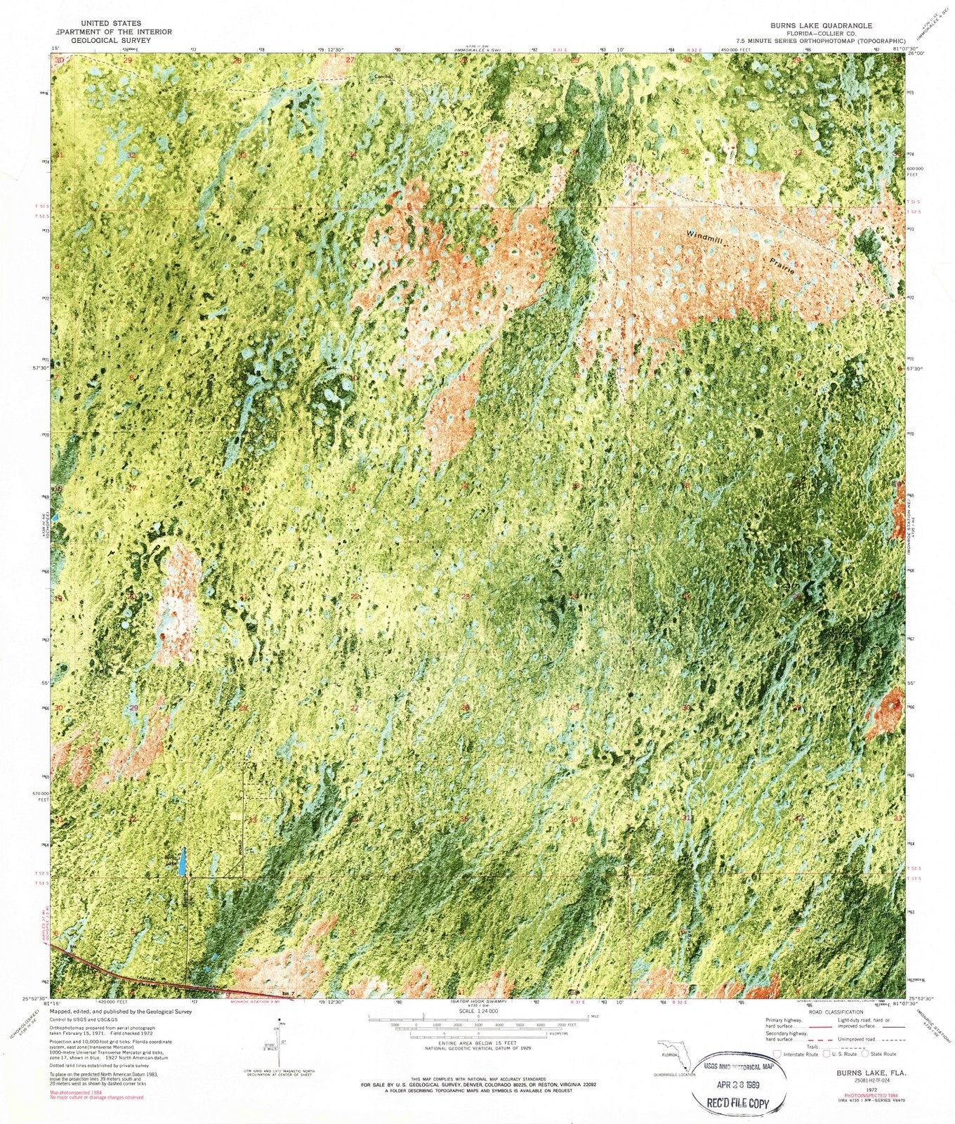 1972 Burns Lake, FL - Florida - USGS Topographic Map