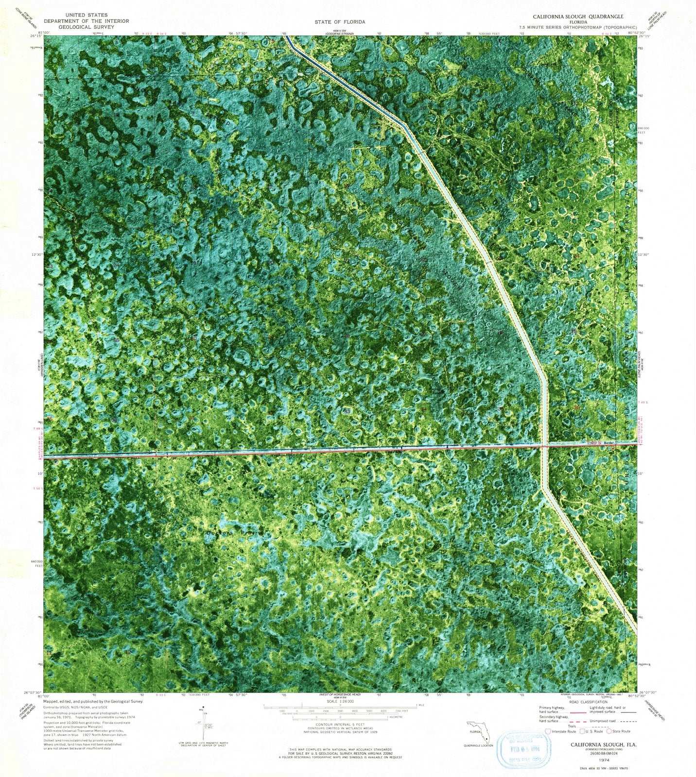 1974 California Slough, FL - Florida - USGS Topographic Map