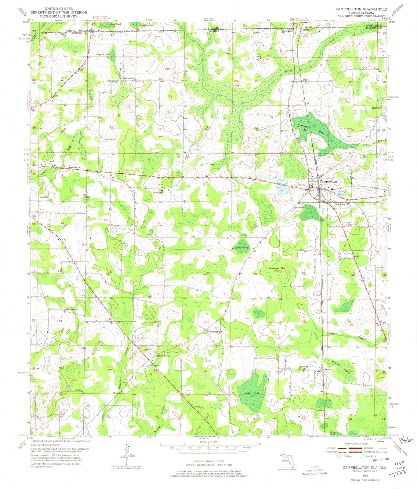 1952 Campbellton, FL - Florida - USGS Topographic Map