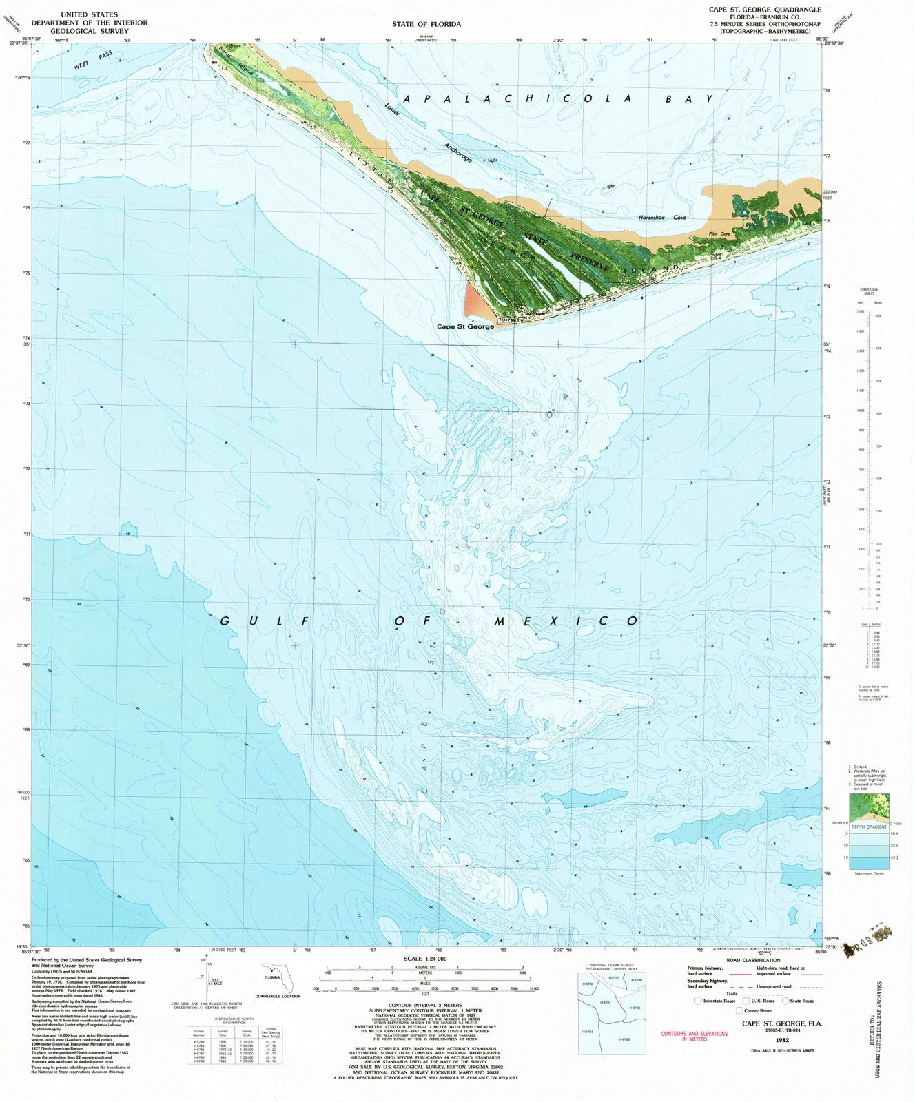 1982 Cape St George, FL - Florida - USGS Topographic Map