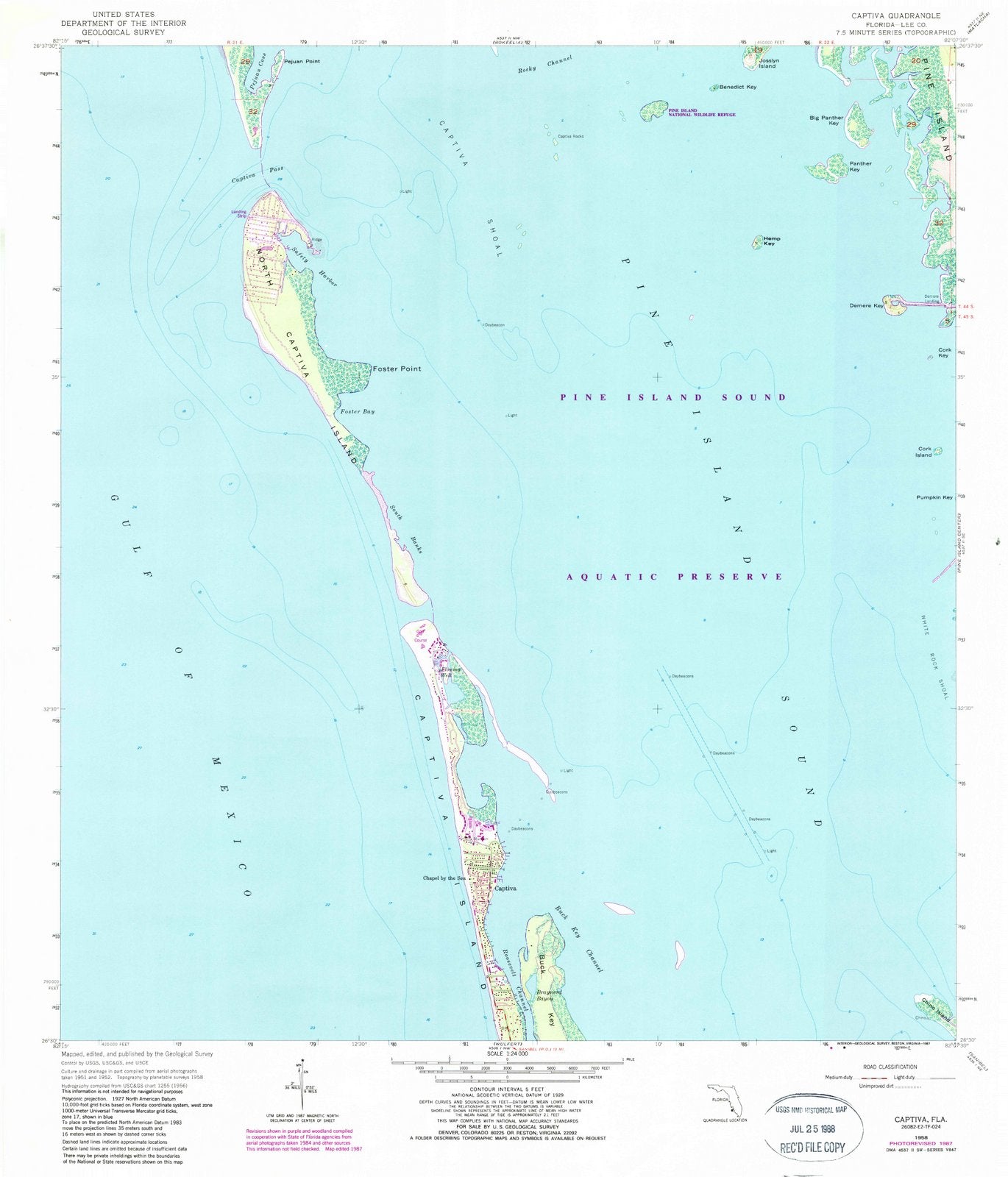 1958 Captiva, FL - Florida - USGS Topographic Map