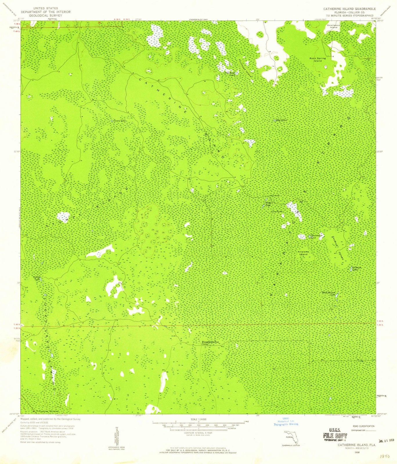 1958 Catherine Island, FL - Florida - USGS Topographic Map