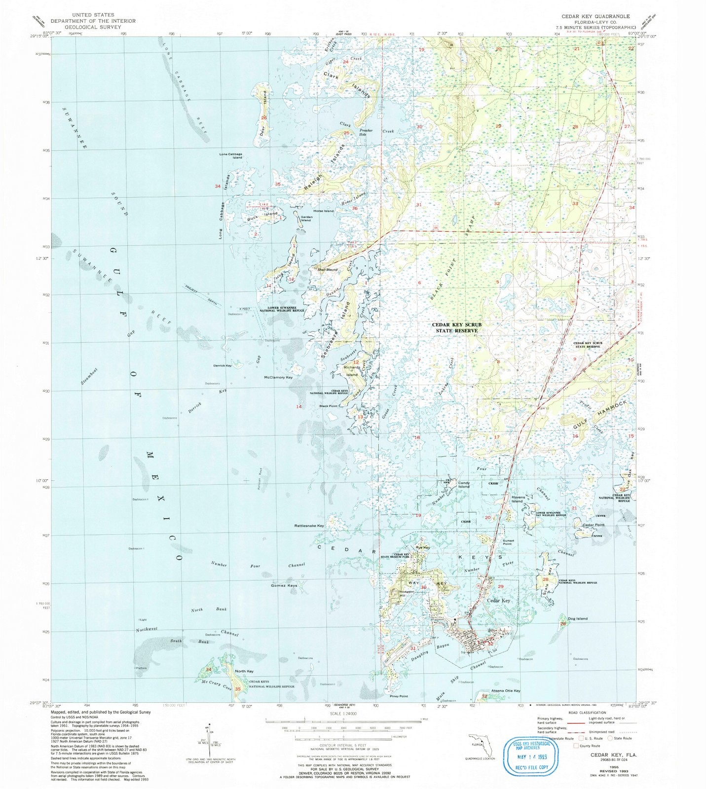 1955 Cedar Key, FL - Florida - USGS Topographic Map