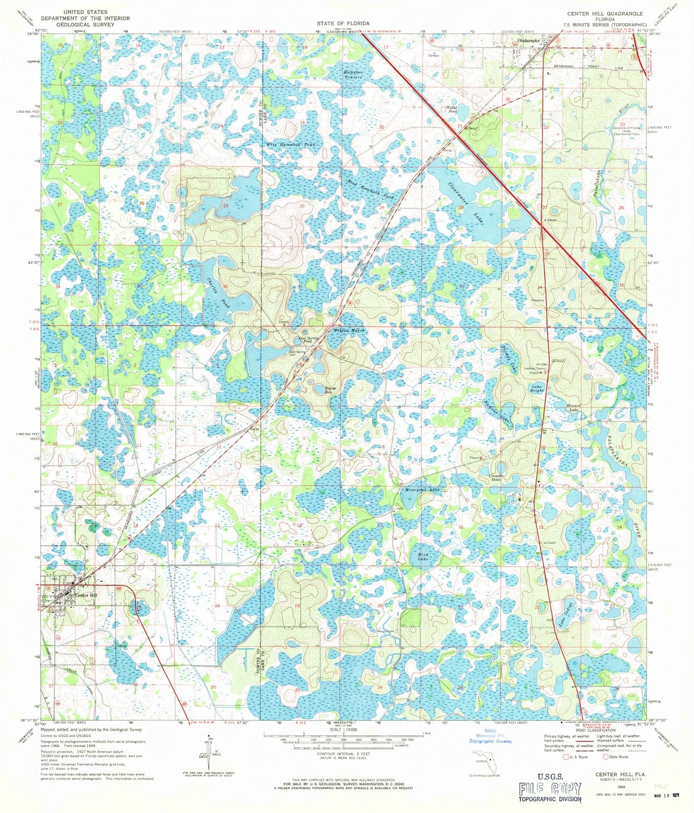 1969 Center Hill, FL - Florida - USGS Topographic Map