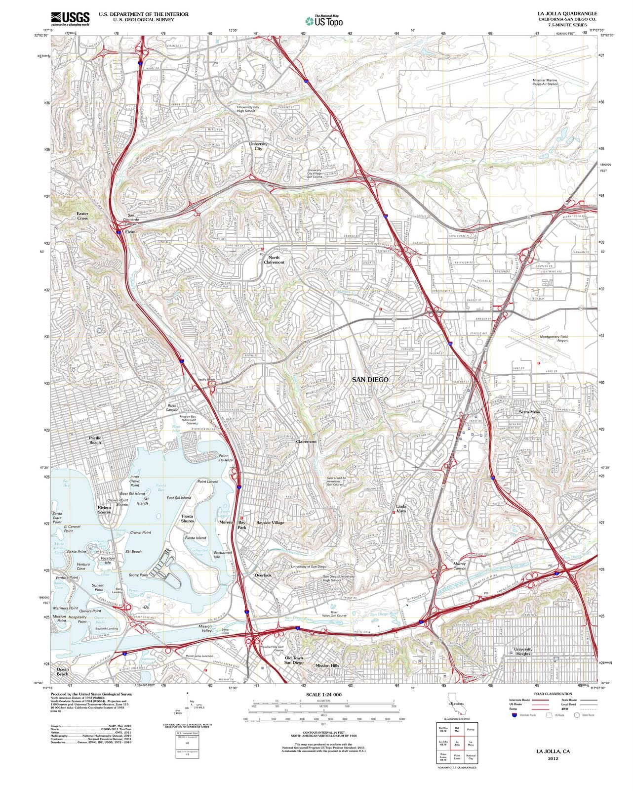 2012 La Jolla, CA - California - USGS Topographic Map