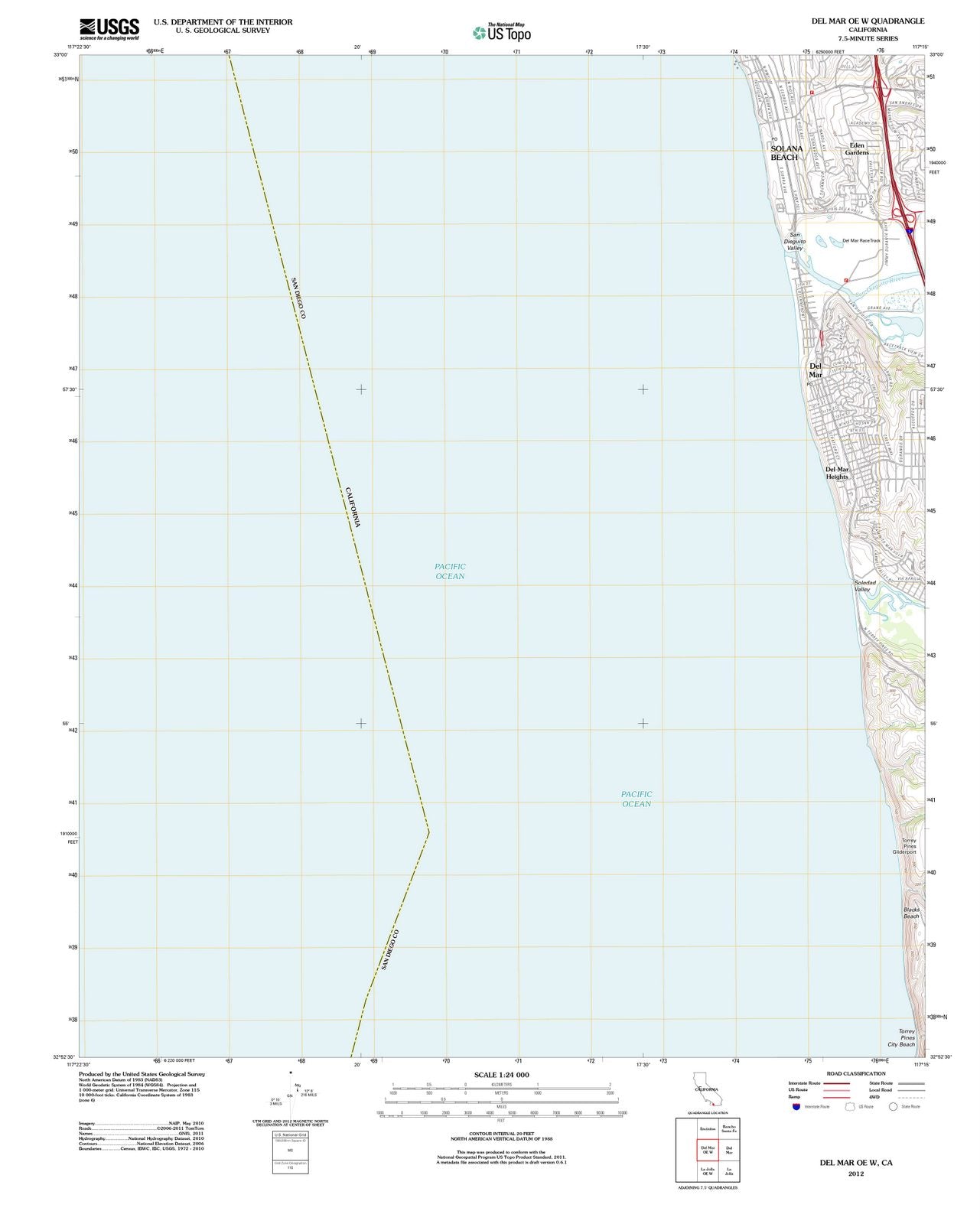 2012 Del Mar, CA - California - USGS Topographic Map v2