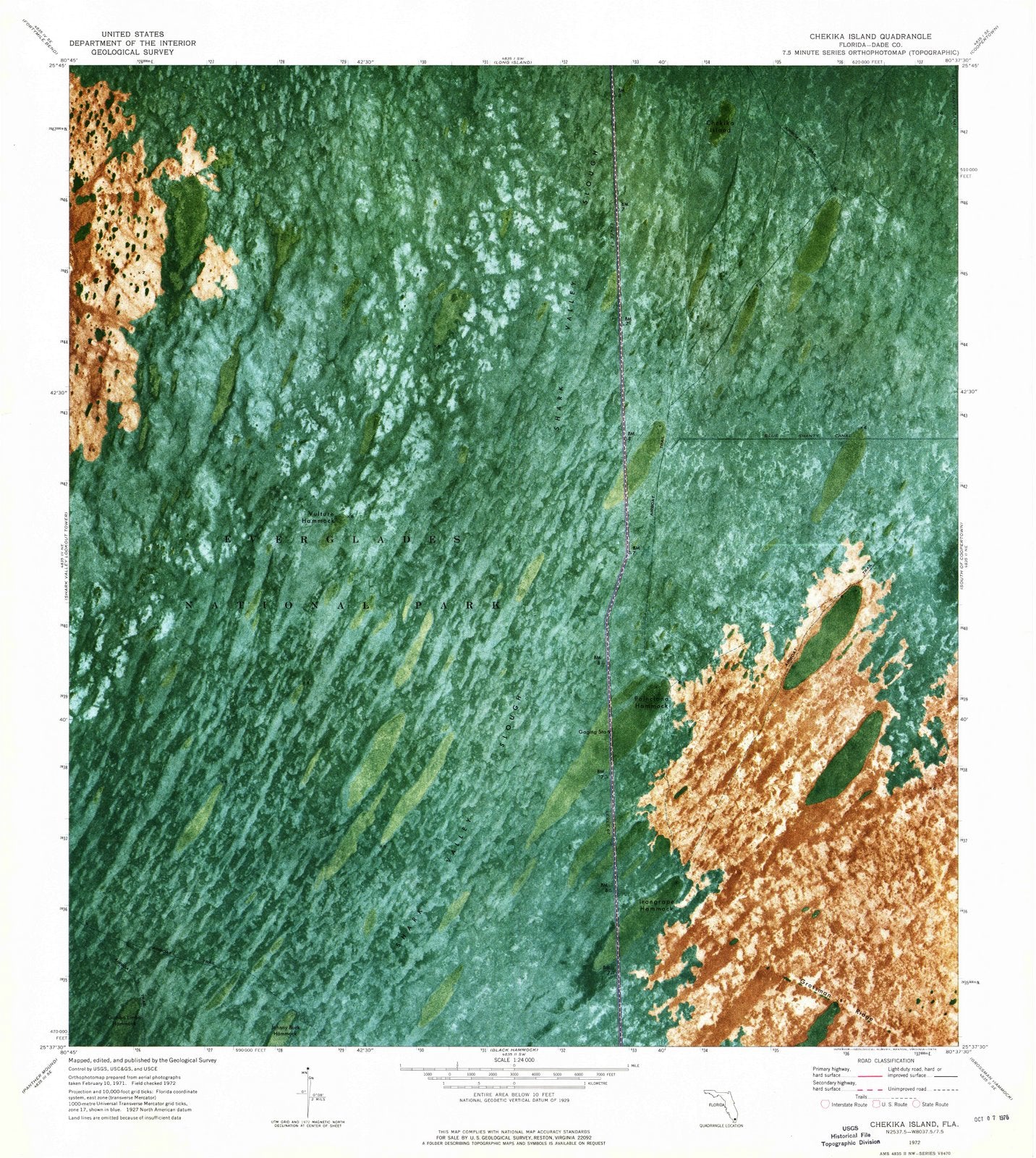 1972 Chekika Island, FL - Florida - USGS Topographic Map