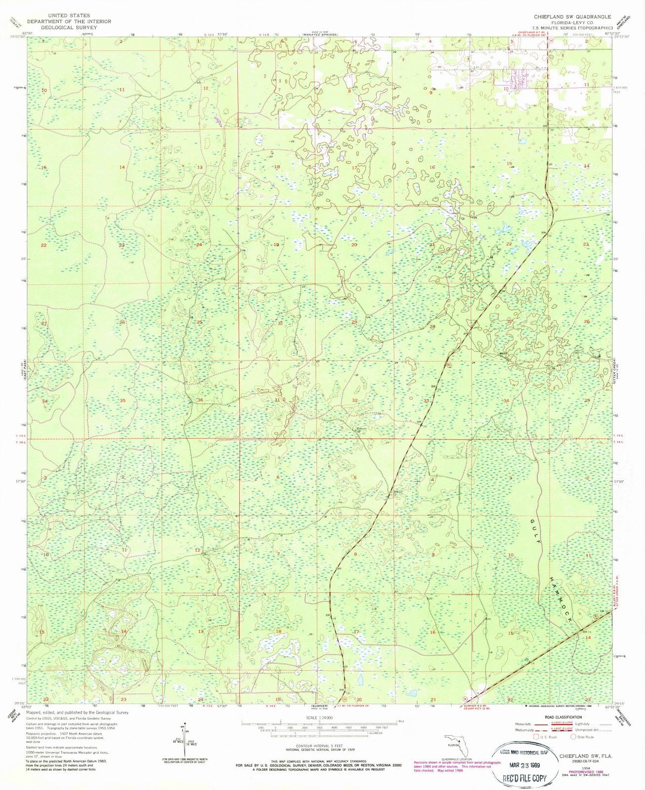 1954 Chiefland, FL - Florida - USGS Topographic Map