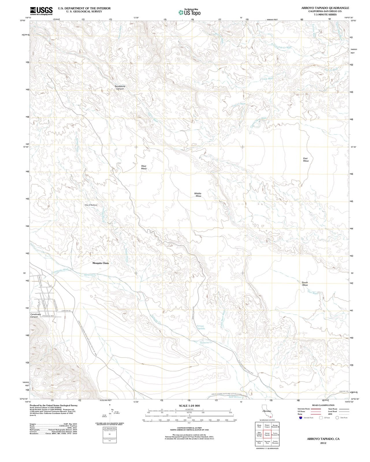2012 Arroyo Tapiado, CA - California - USGS Topographic Map