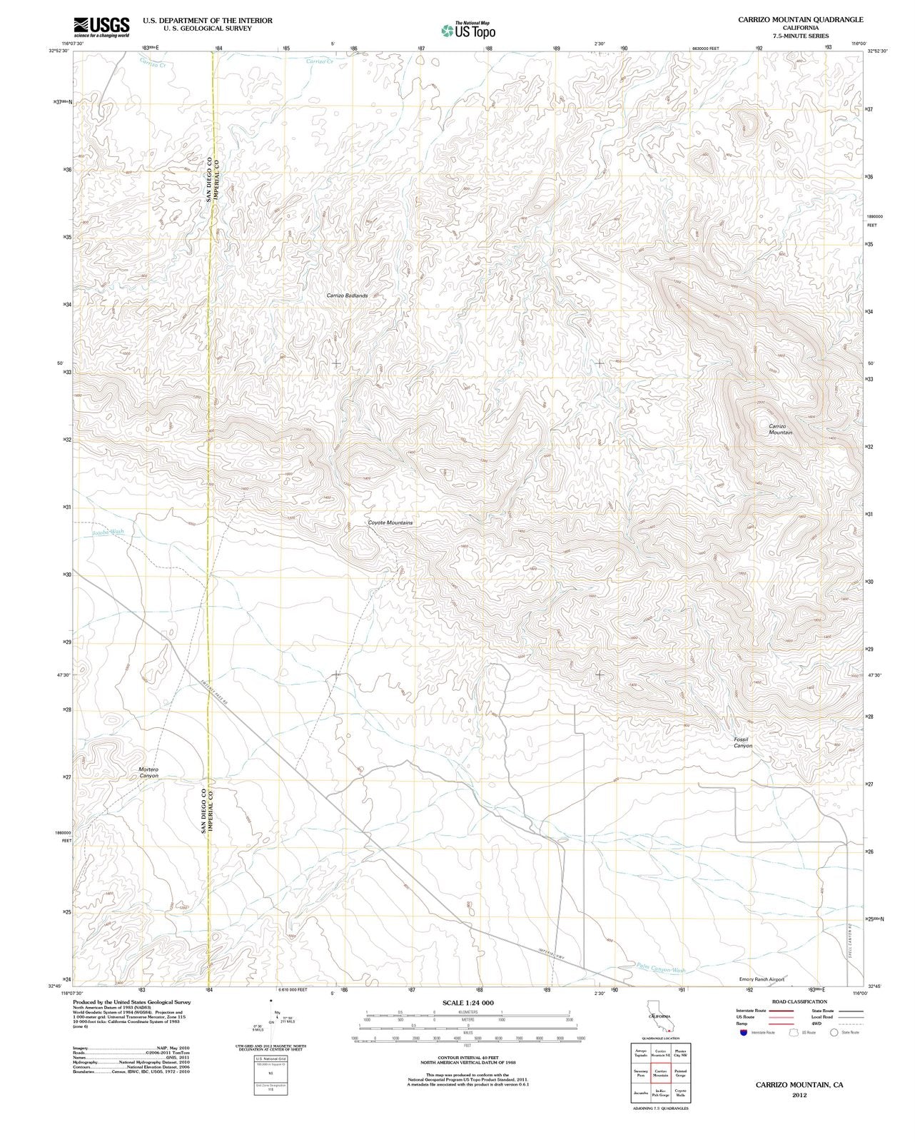 2012 Carrizo Mountain, CA - California - USGS Topographic Map