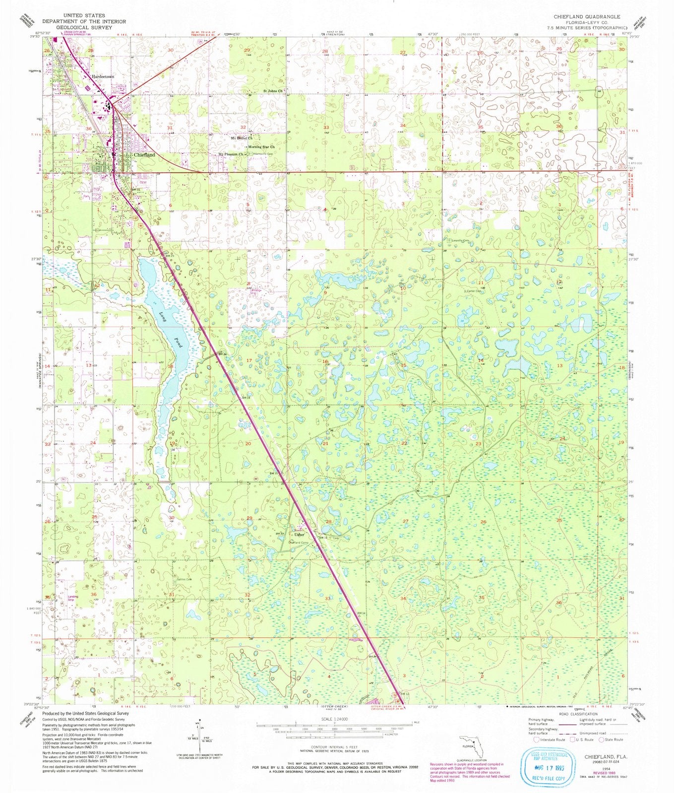 1954 Chiefland, FL - Florida - USGS Topographic Map v2