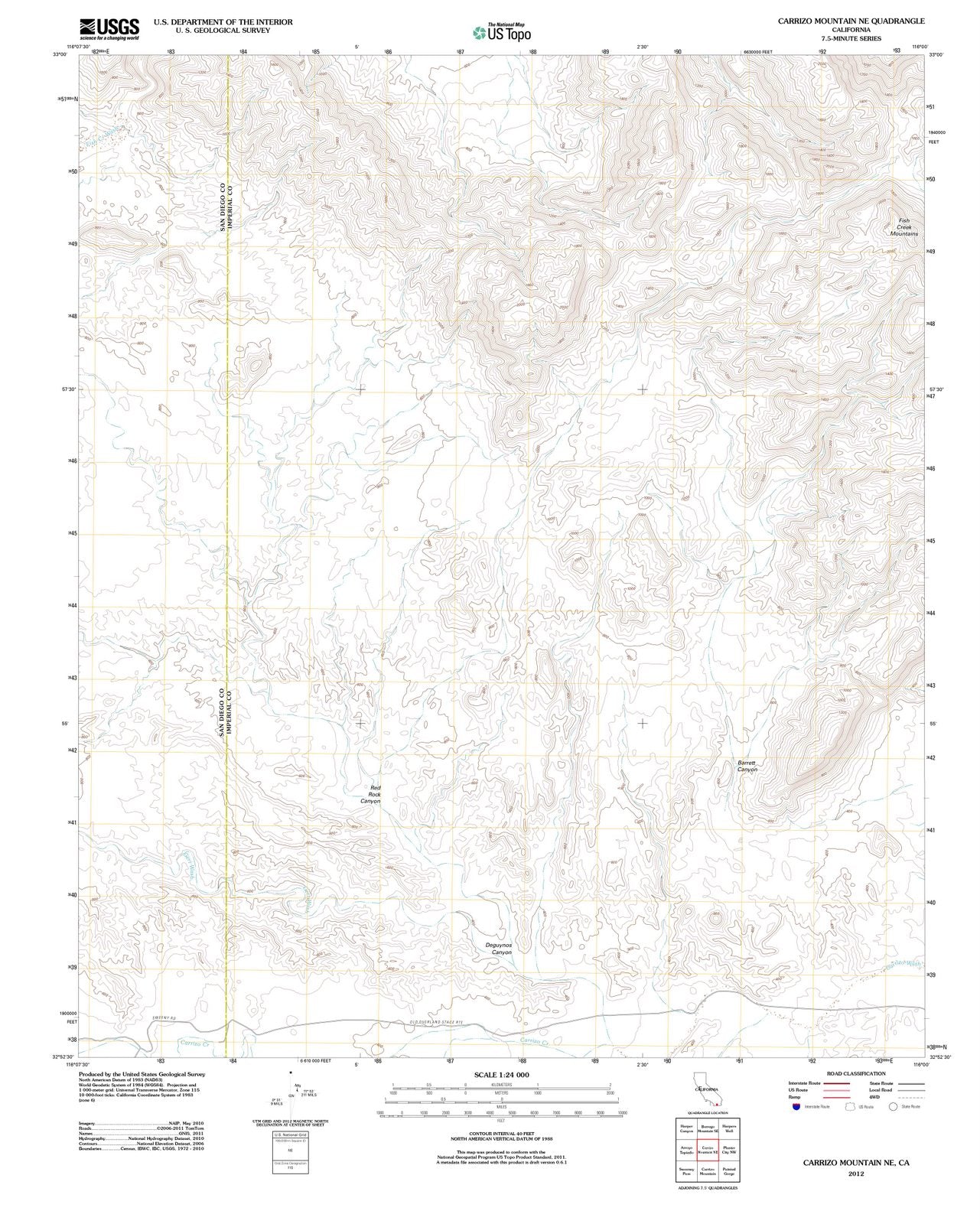 2012 Carrizo Mountain, CA - California - USGS Topographic Map v2