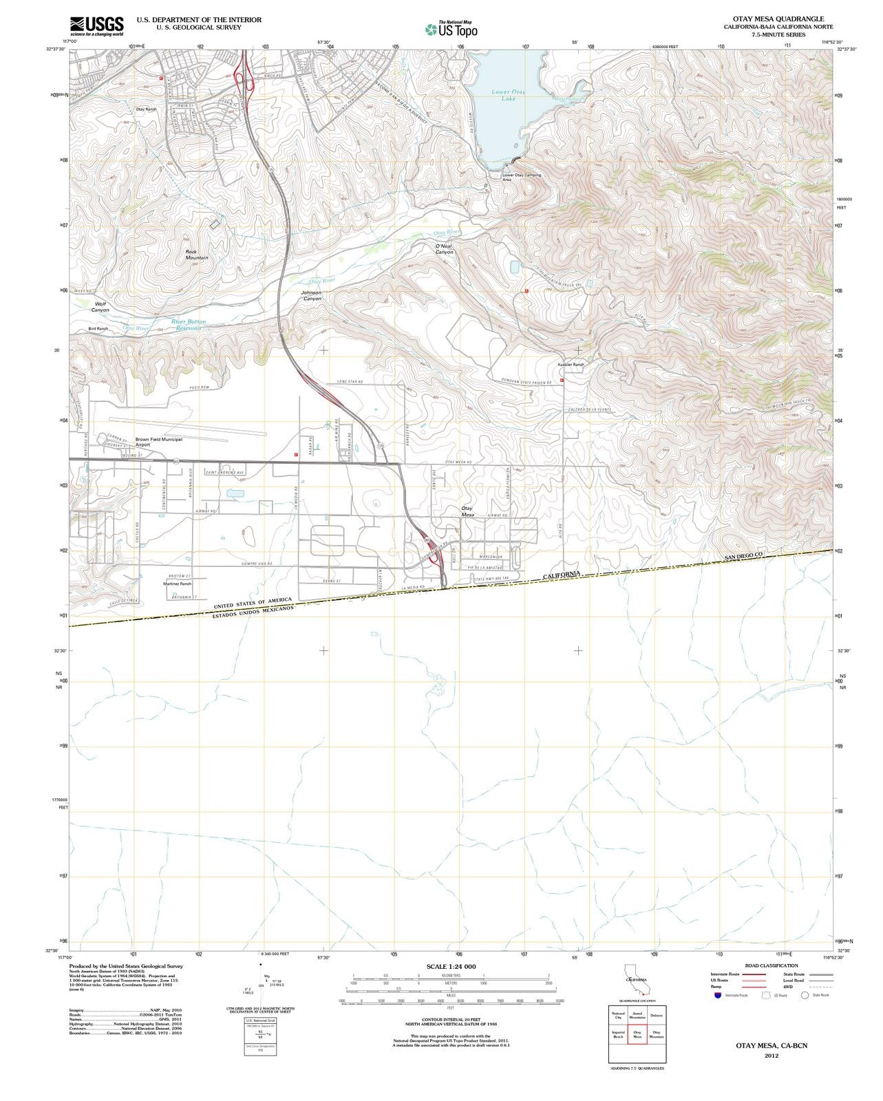 2012 OTAY Mesa, CA - California - USGS Topographic Map