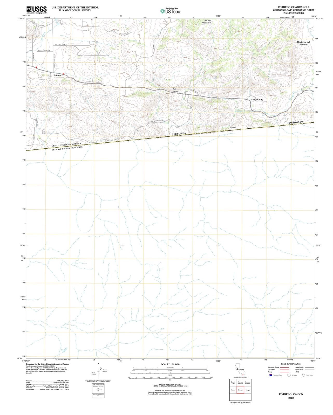 2012 Potrero, CA - California - USGS Topographic Map