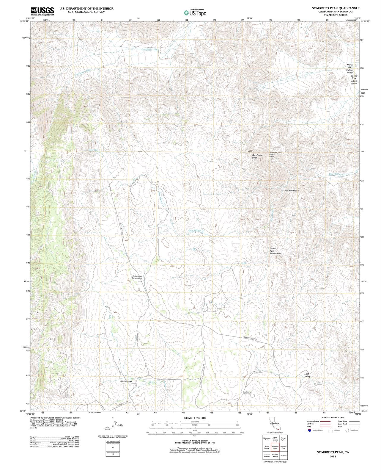 2012 Sombrero Peak, CA - California - USGS Topographic Map