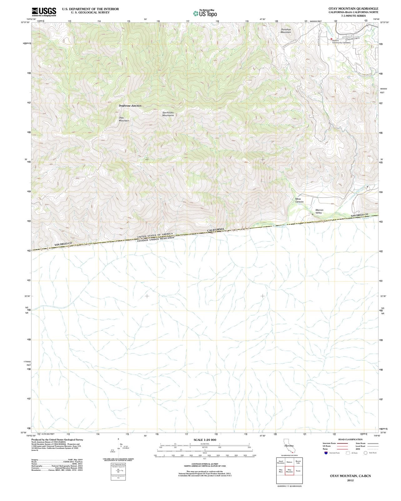 2012 OTAY Mountain, CA - California - USGS Topographic Map