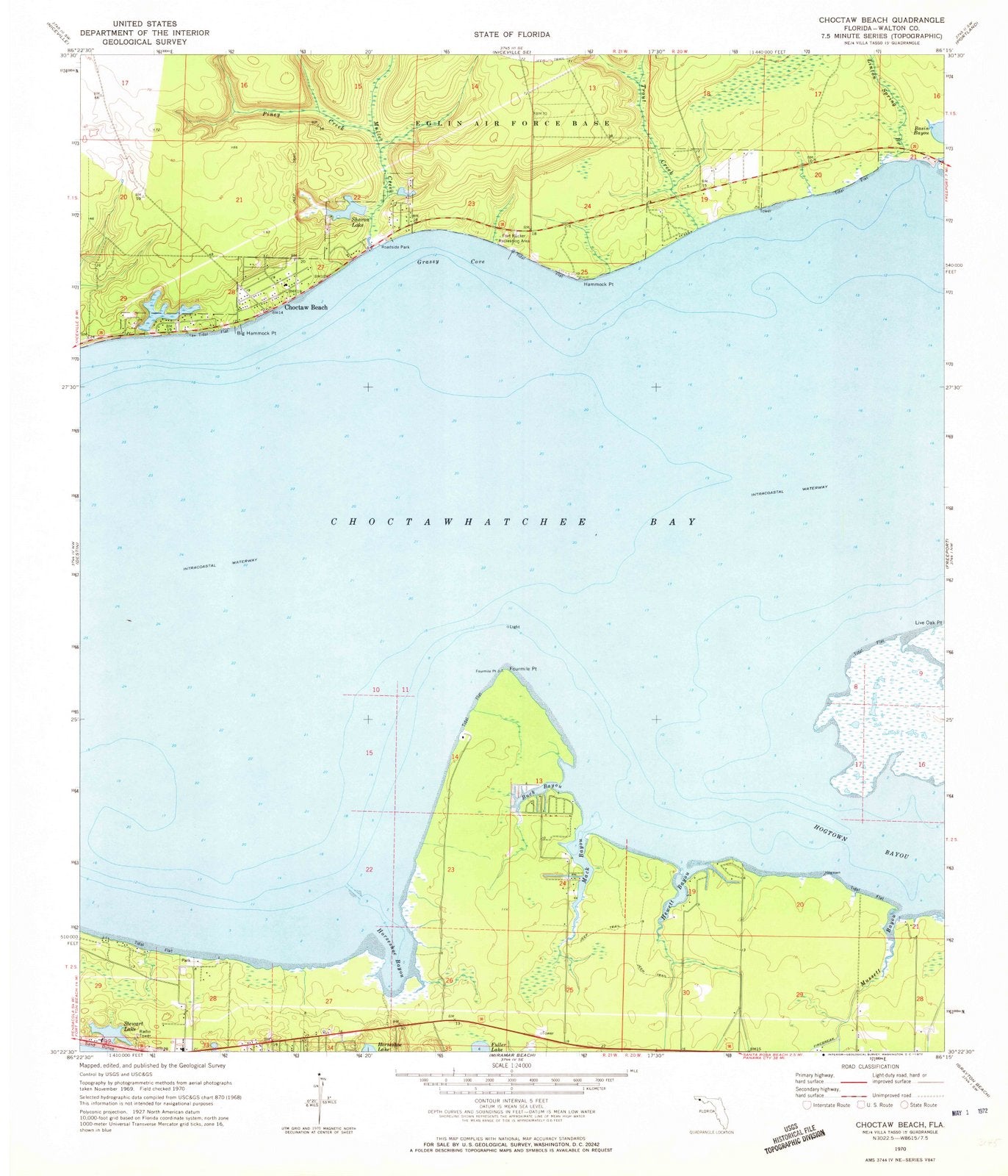 1970 Choctaw Beach, FL - Florida - USGS Topographic Map