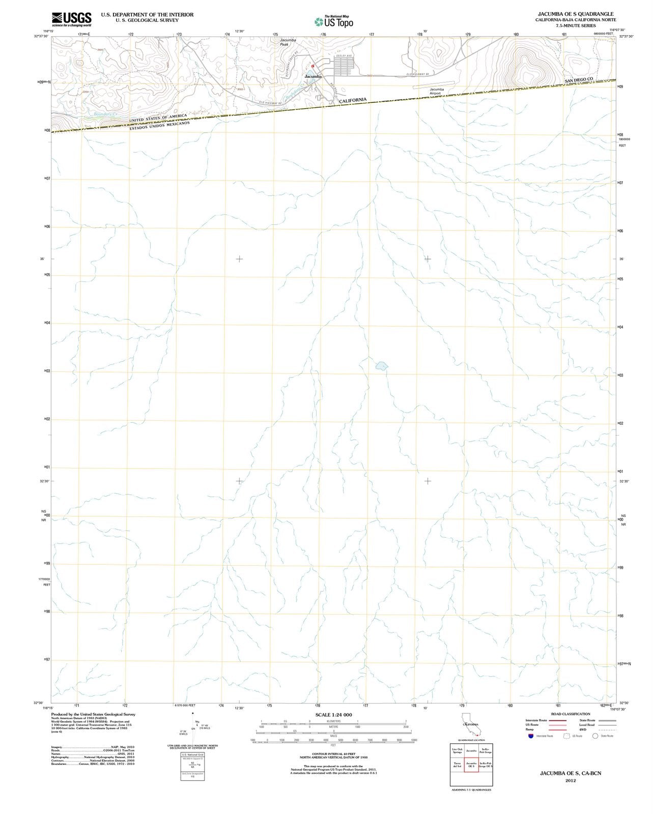2012 Jacumba OE S, CA - California - USGS Topographic Map