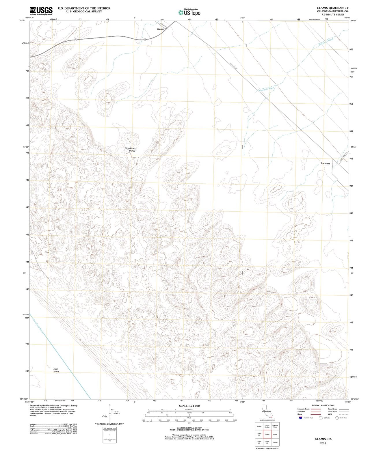 2012 Glamis, CA - California - USGS Topographic Map