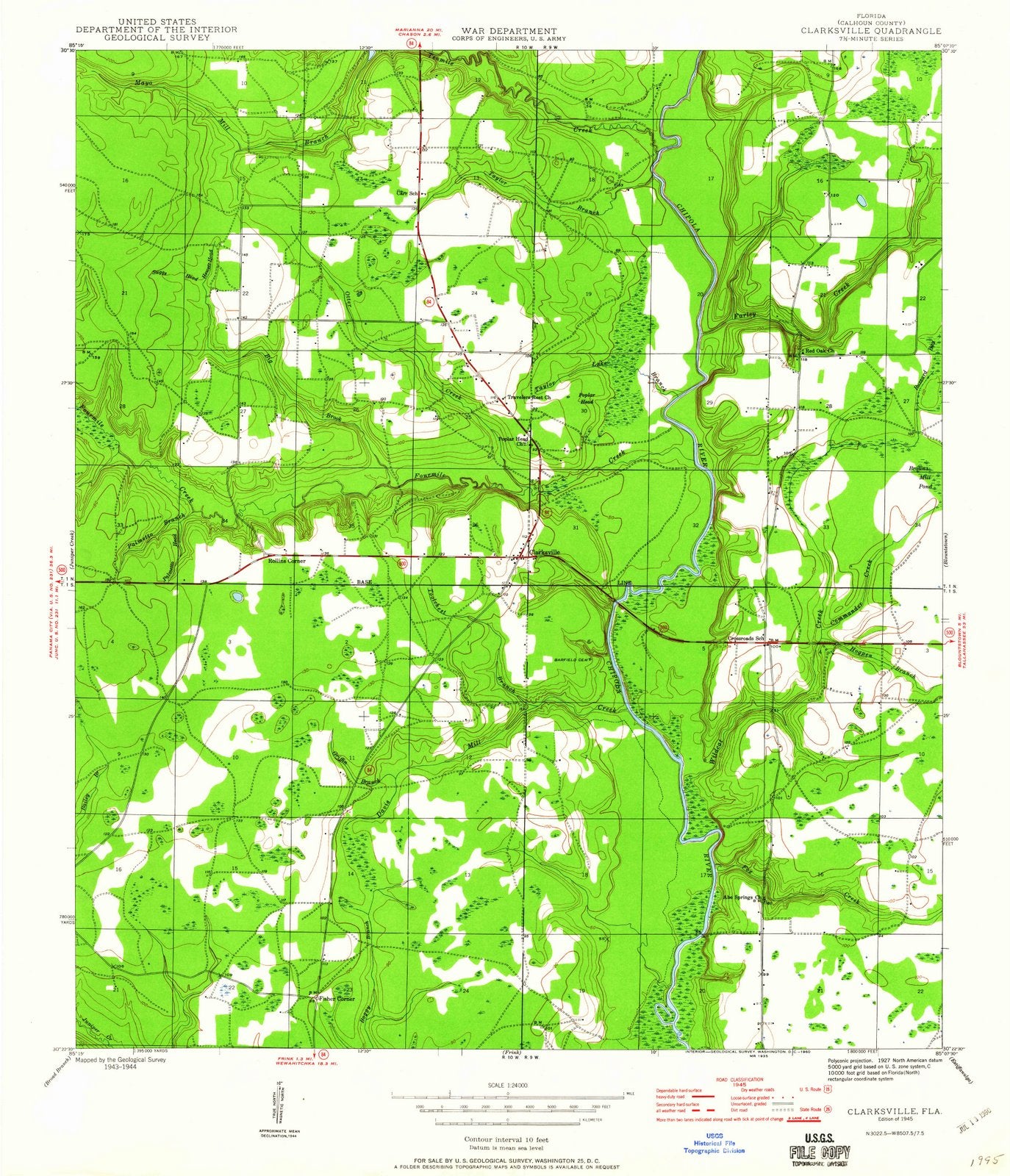 1945 Clarksville, FL - Florida - USGS Topographic Map