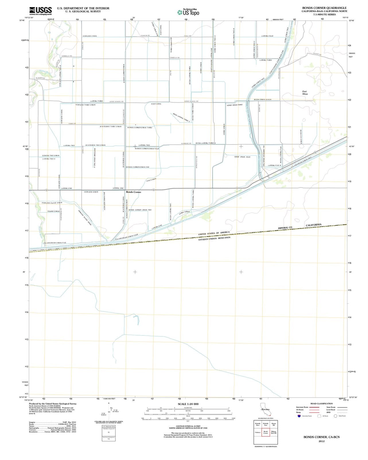 2012 Bonds Corner, CA - California - USGS Topographic Map