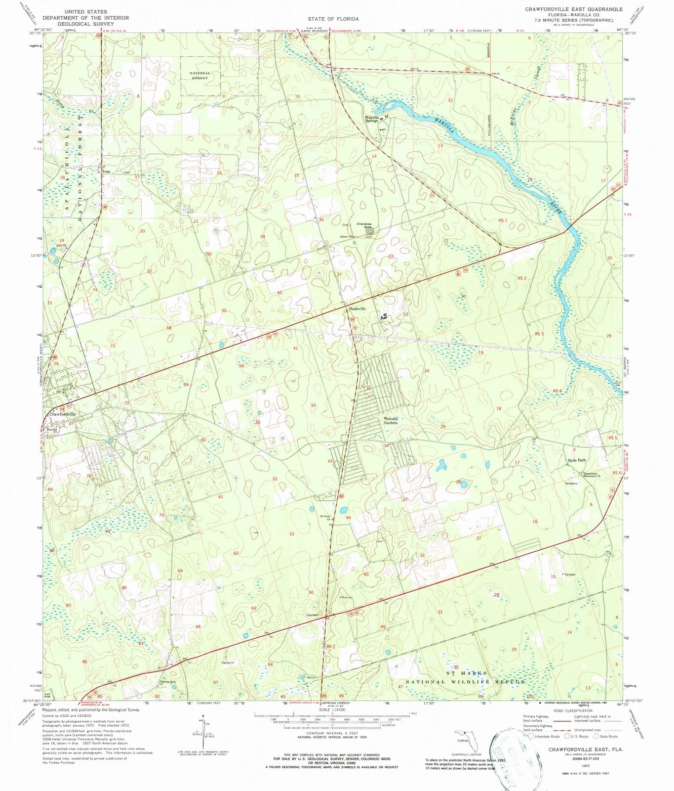 1972 Crawfordville East, FL - Florida - USGS Topographic Map