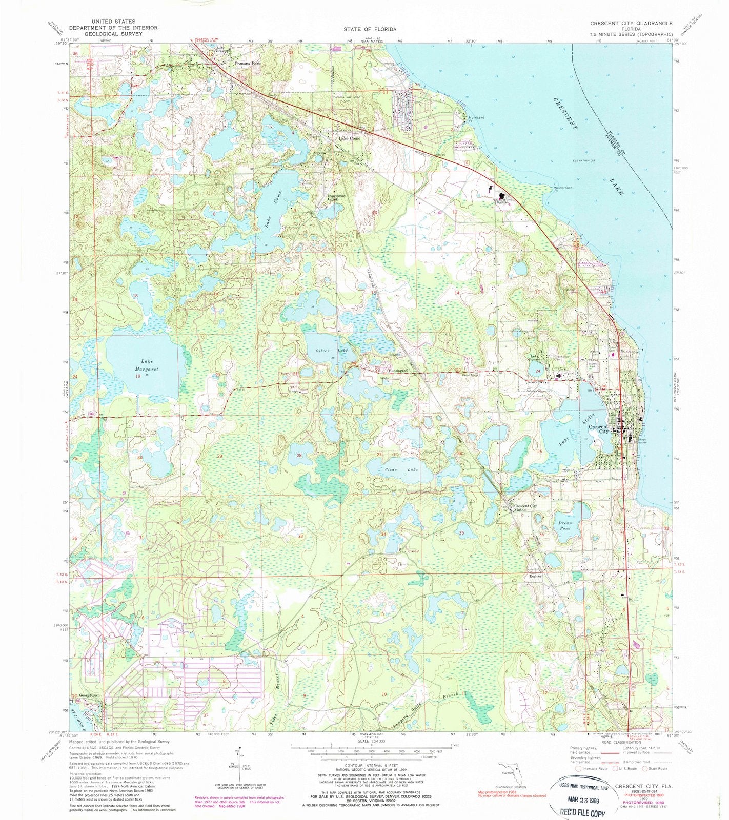 1970 Crescent City, FL - Florida - USGS Topographic Map