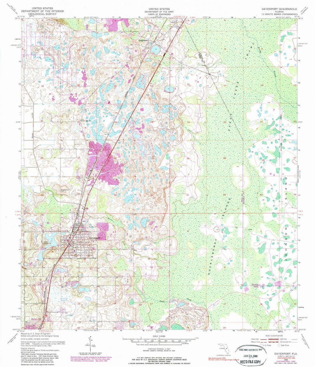 1953 Davenport, FL - Florida - USGS Topographic Map