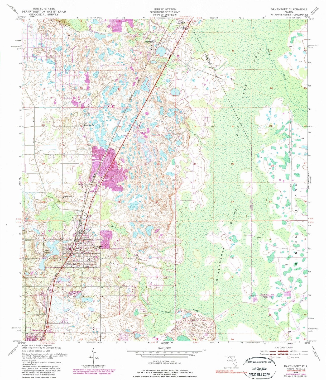 1953 Davenport, FL - Florida - USGS Topographic Map