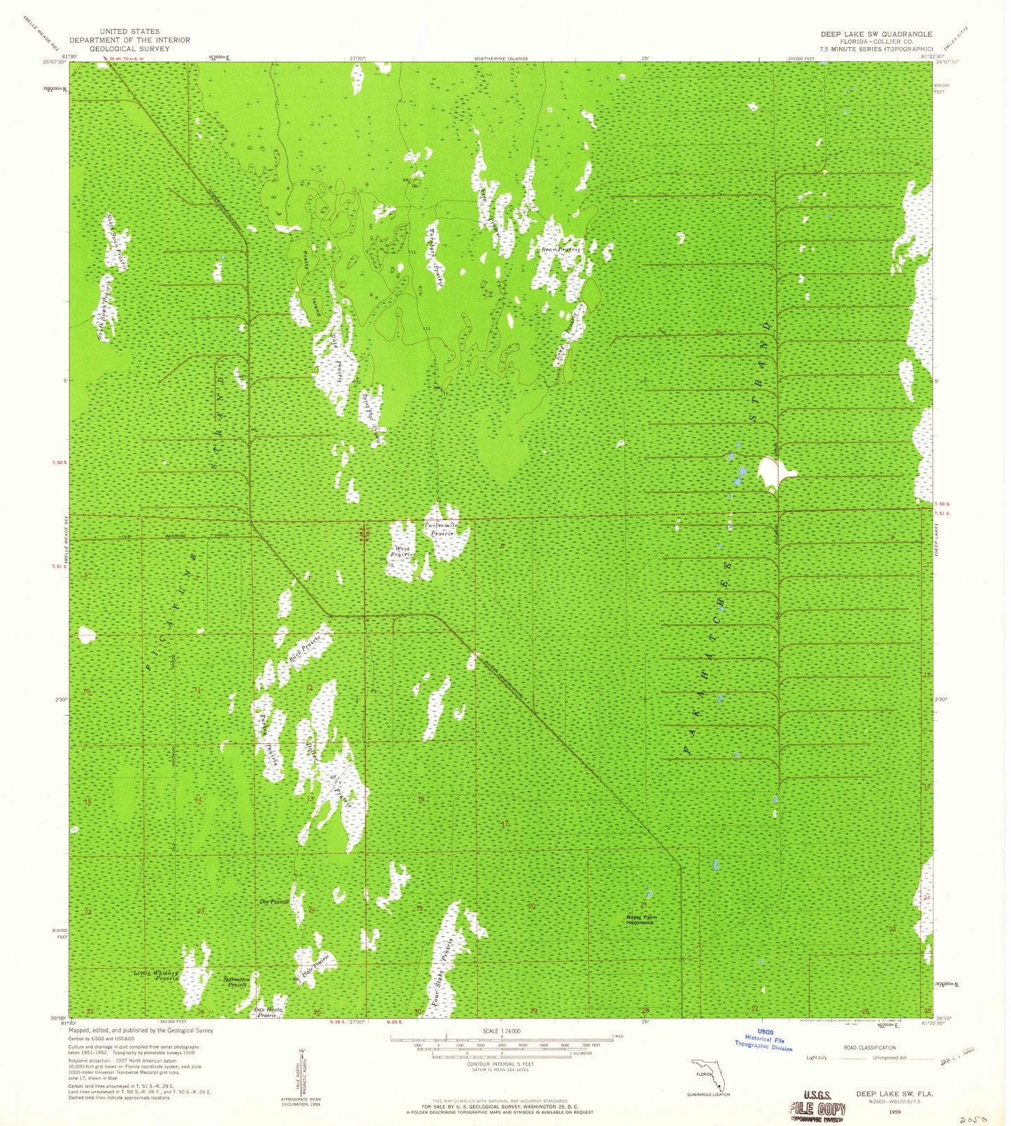 1959 Deep Lake, FL - Florida - USGS Topographic Map
