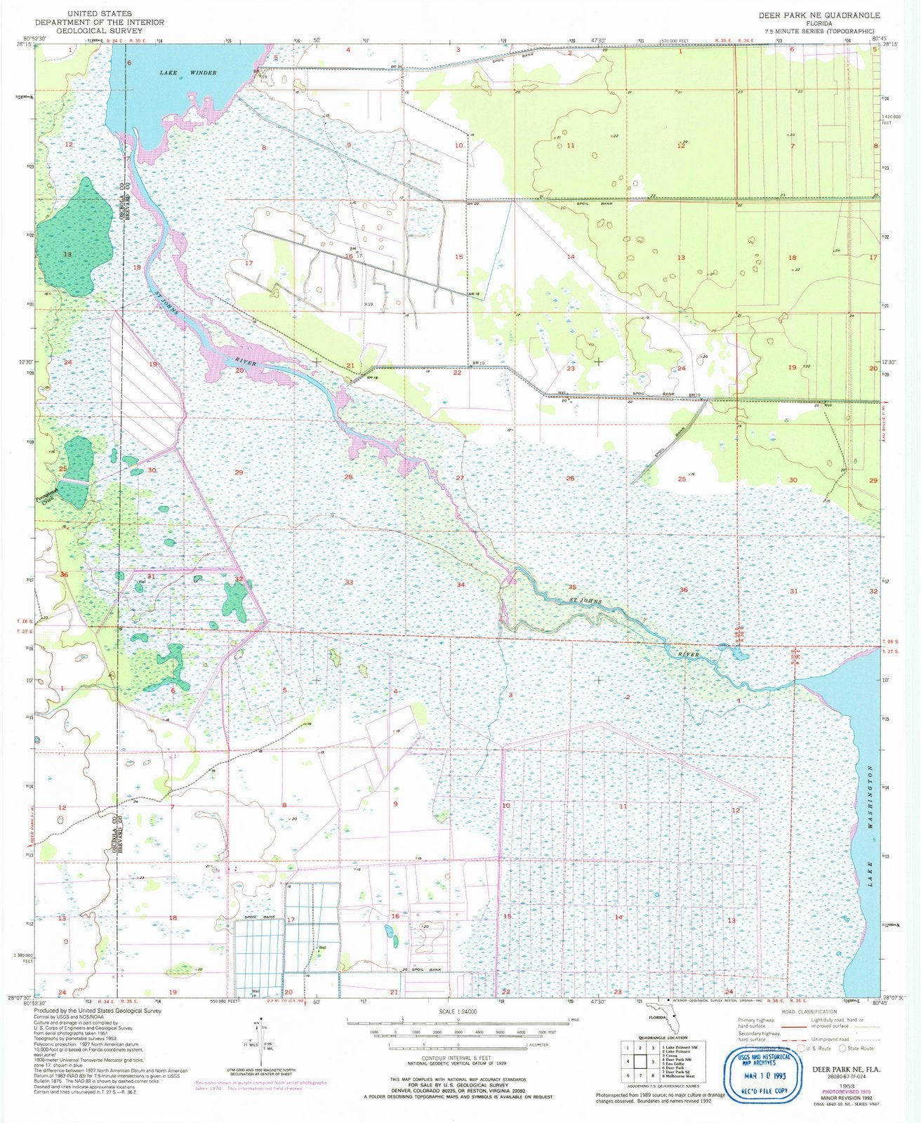 1953 Deer Park, FL - Florida - USGS Topographic Map