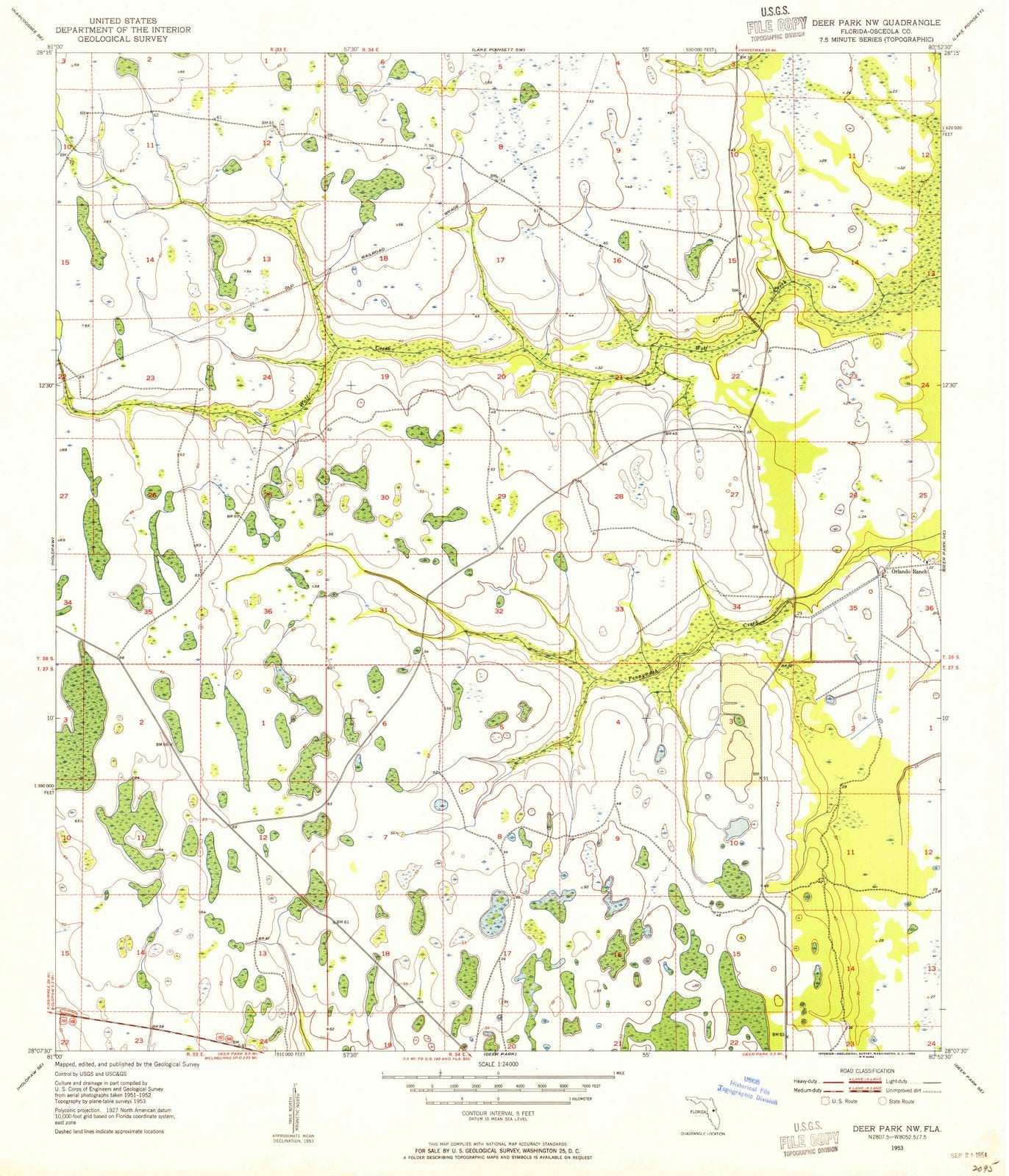 1953 Deer Park, FL - Florida - USGS Topographic Map v2