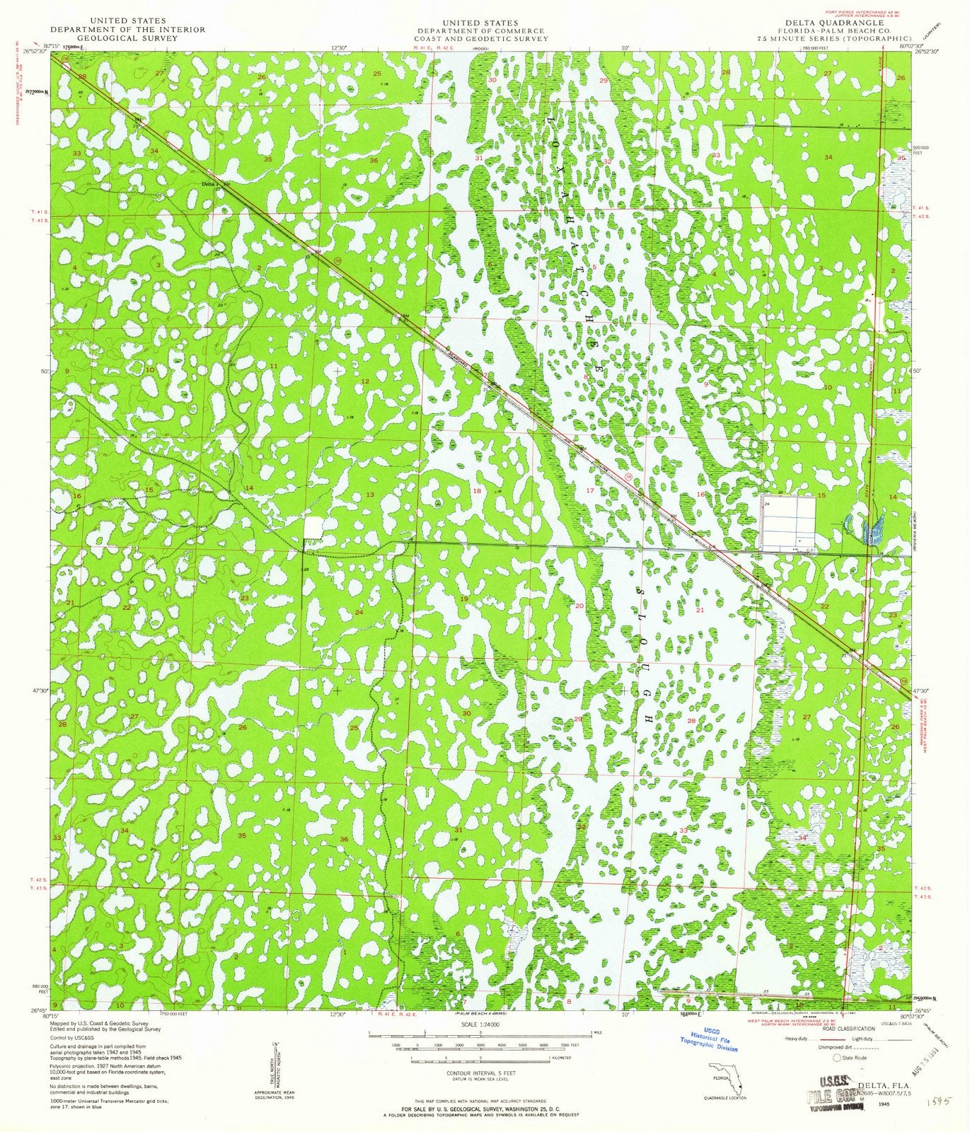 1945 Delta, FL - Florida - USGS Topographic Map