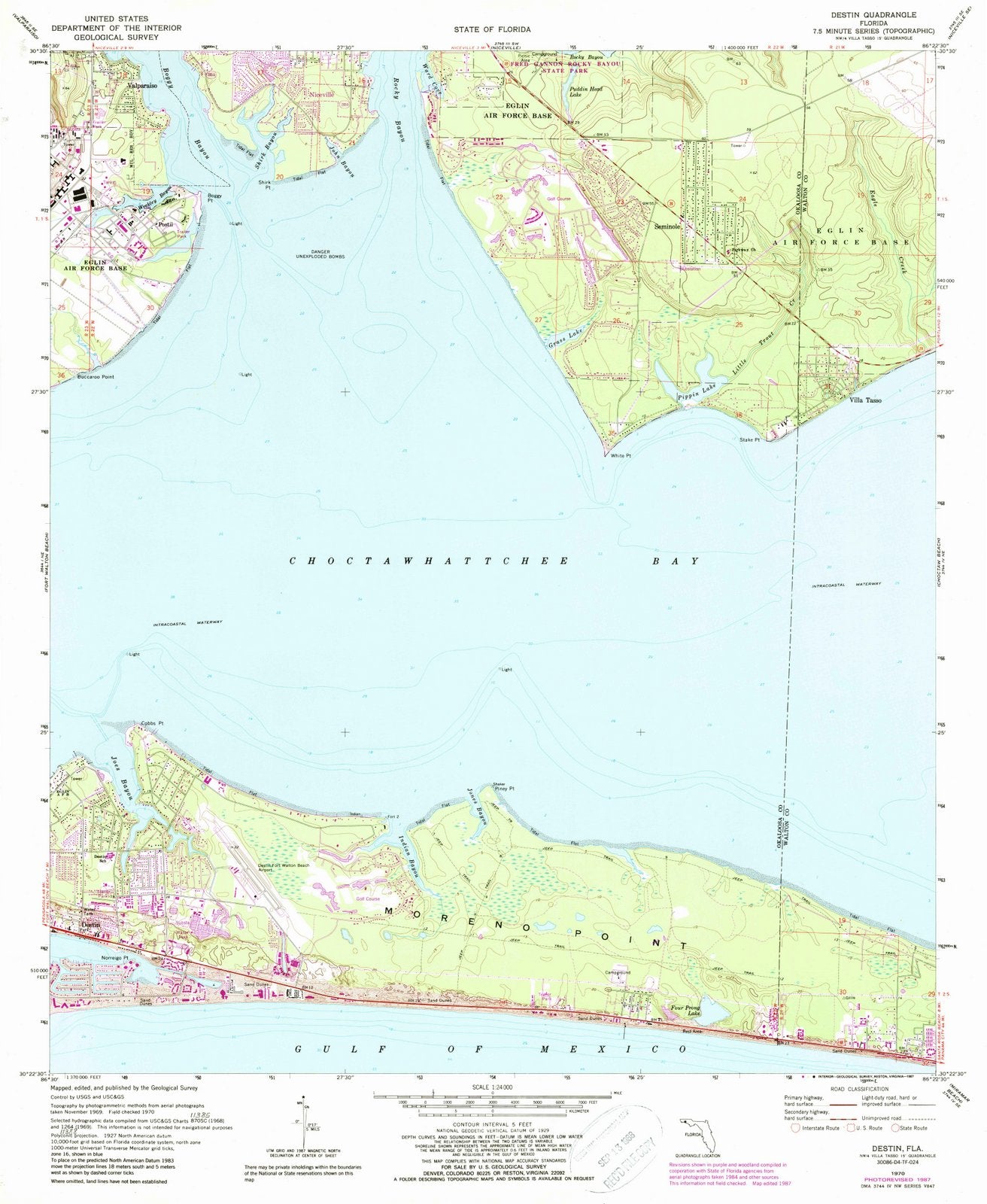1970 Destin, FL - Florida - USGS Topographic Map