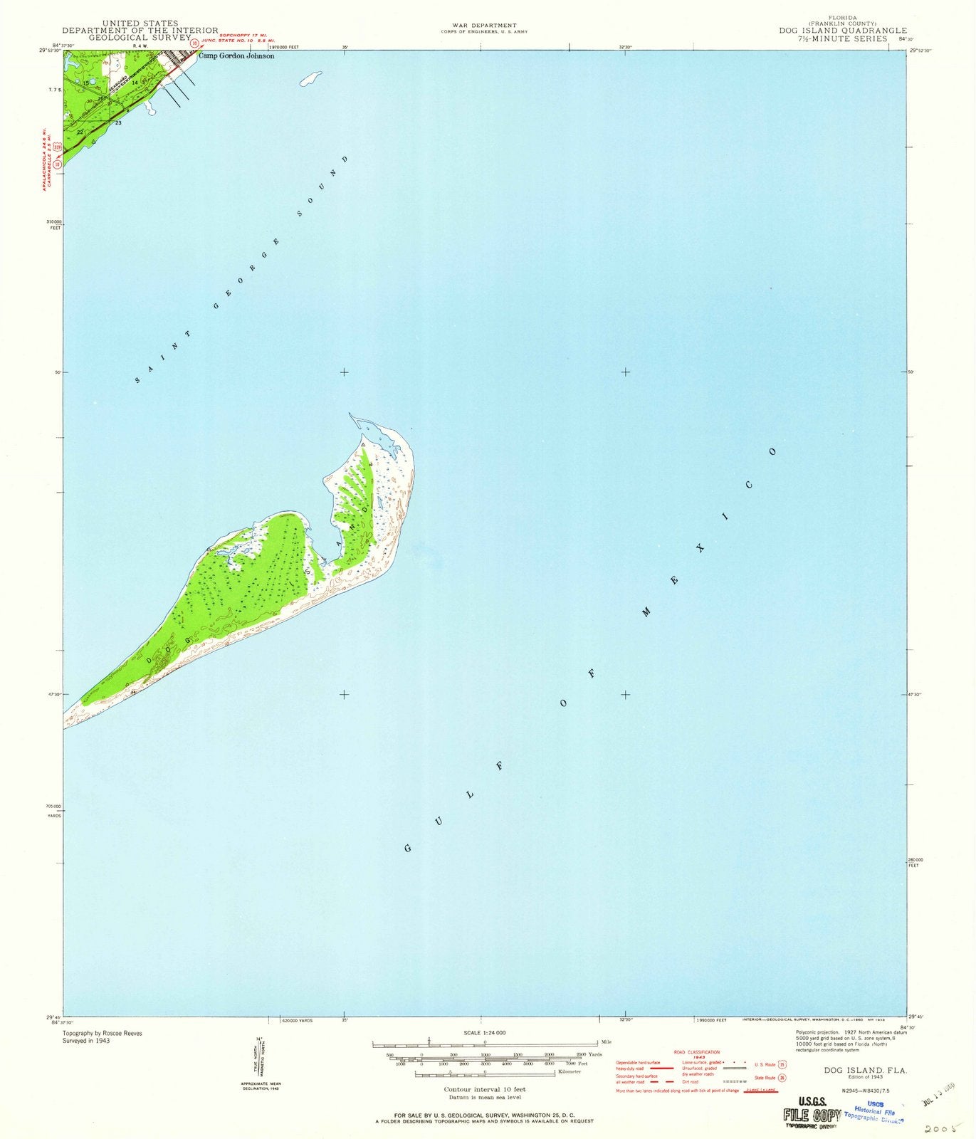1943 Dog Island, FL - Florida - USGS Topographic Map v2