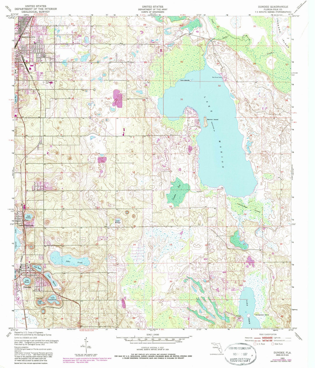 1953 Dundee, FL - Florida - USGS Topographic Map