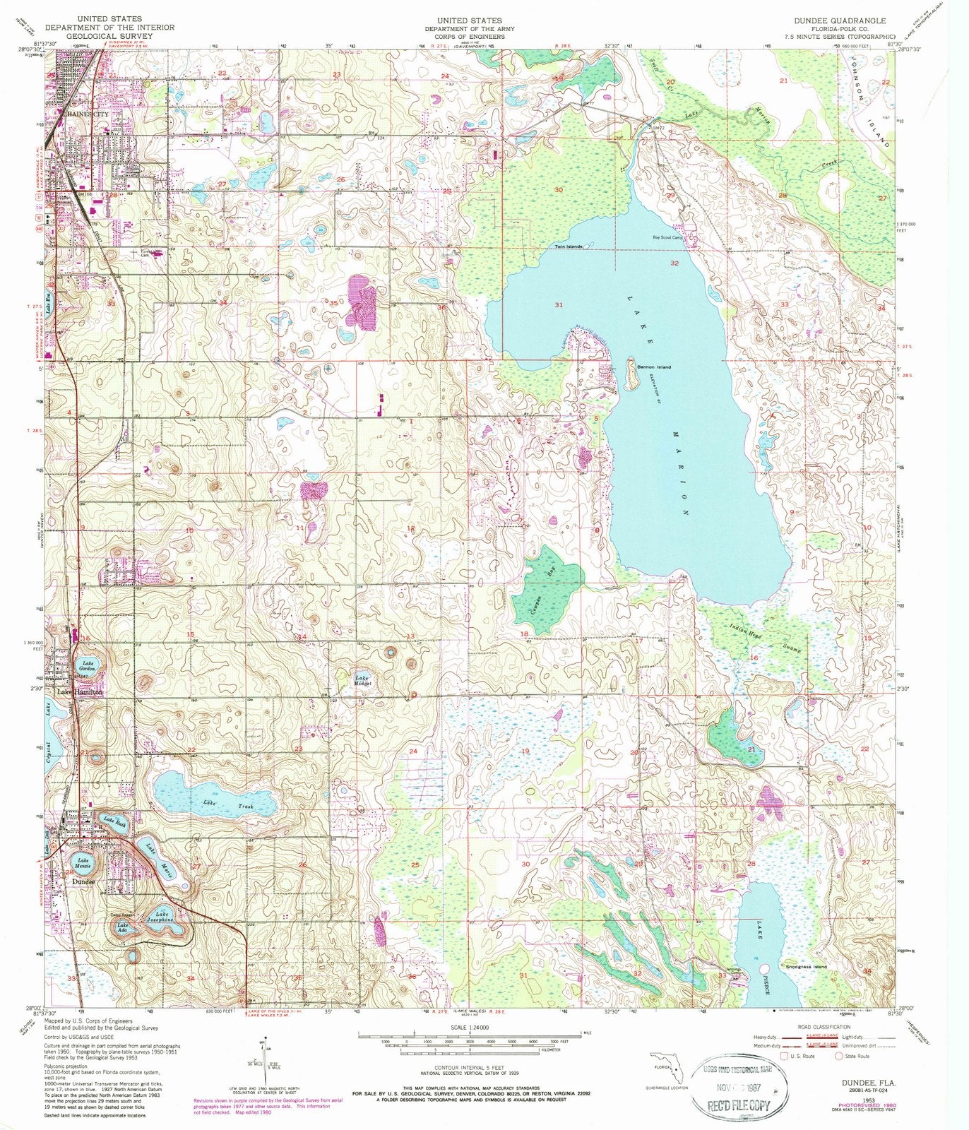 1953 Dundee, FL - Florida - USGS Topographic Map