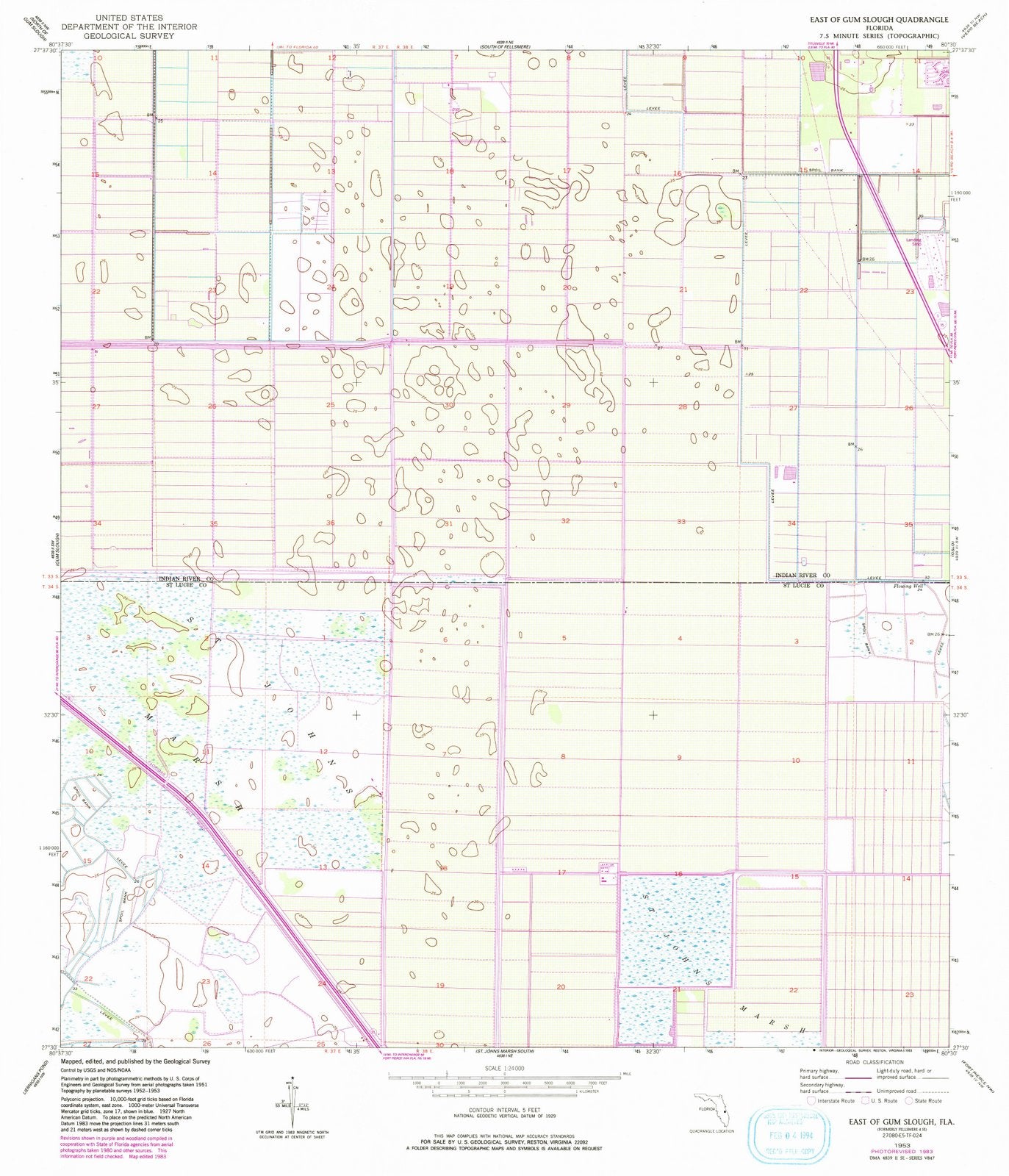 1953 East of Gum Slough, FL - Florida - USGS Topographic Map