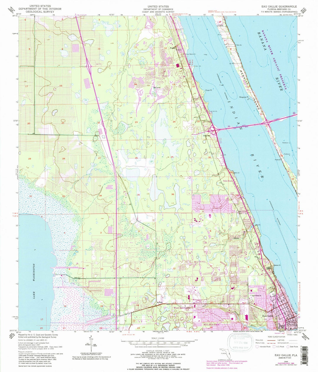 1949 Eau Gallie, FL - Florida - USGS Topographic Map