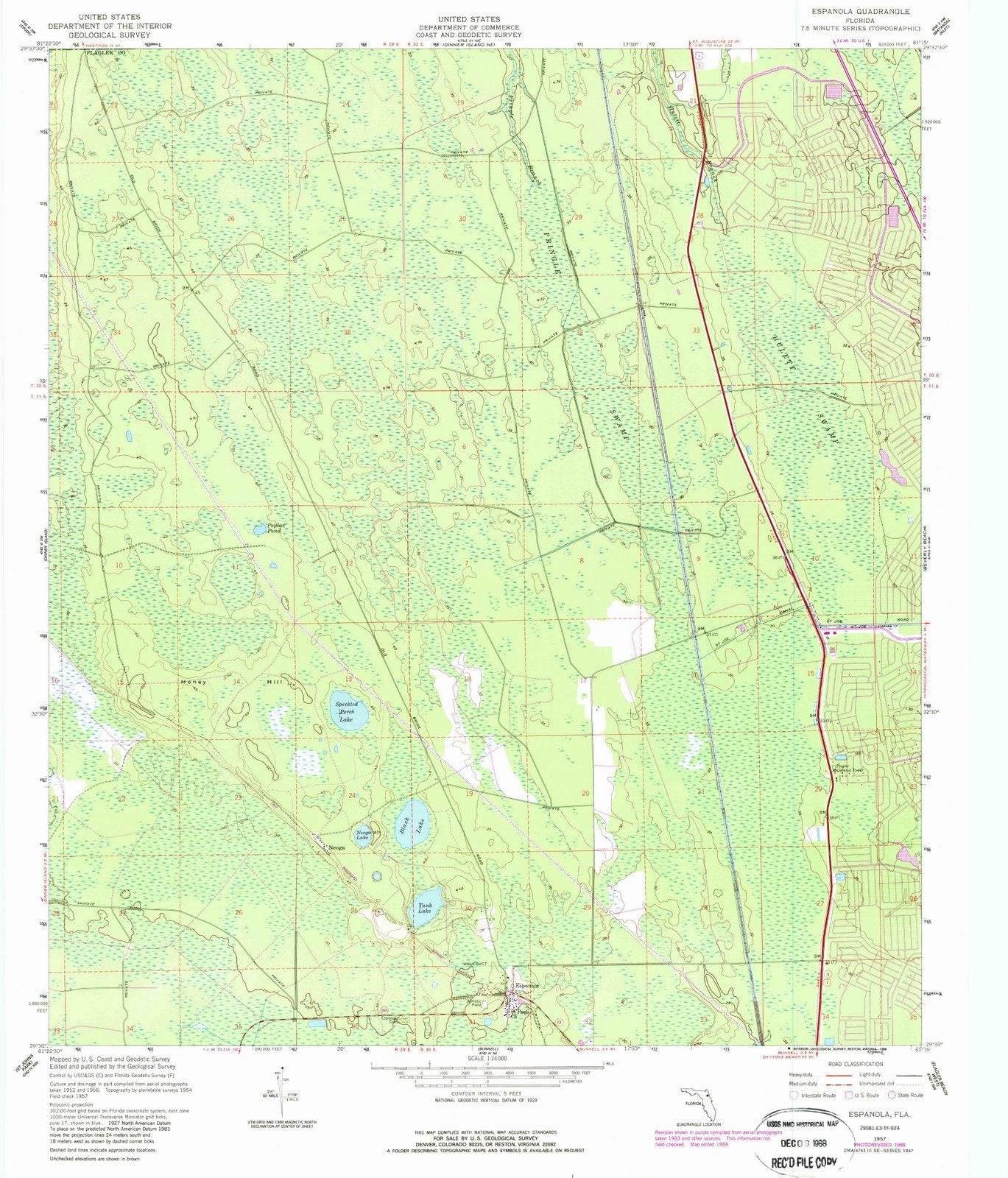 1957 Espanola, FL - Florida - USGS Topographic Map