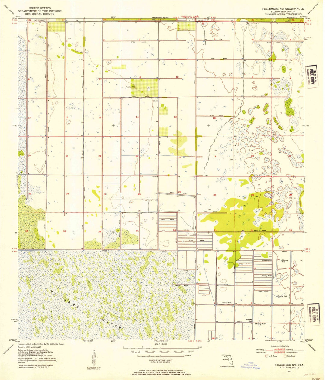 1953 Fellsmere, FL - Florida - USGS Topographic Map