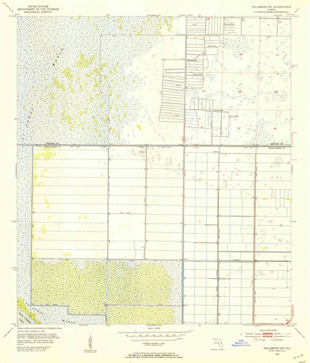1953 Fellsmere, FL - Florida - USGS Topographic Map v2