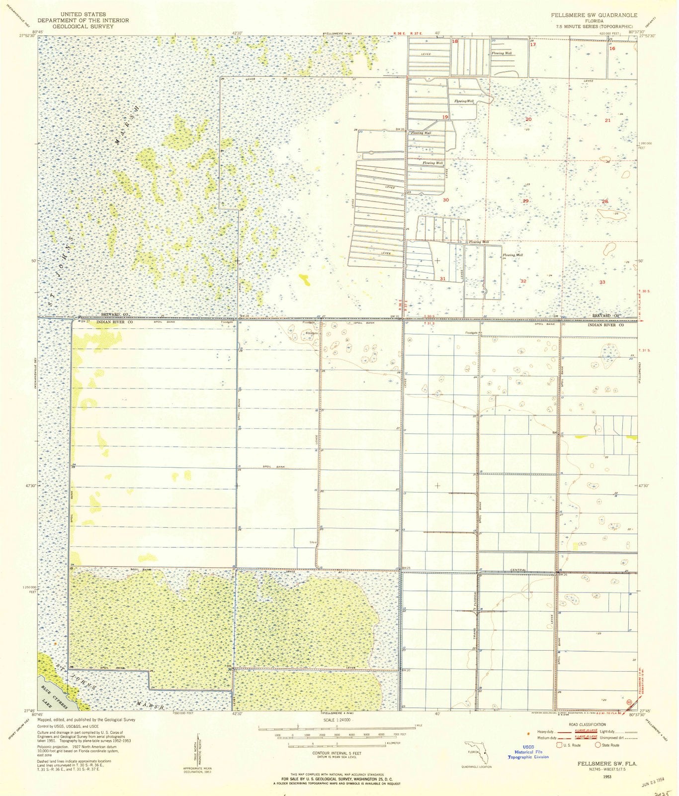 1953 Fellsmere, FL - Florida - USGS Topographic Map v2