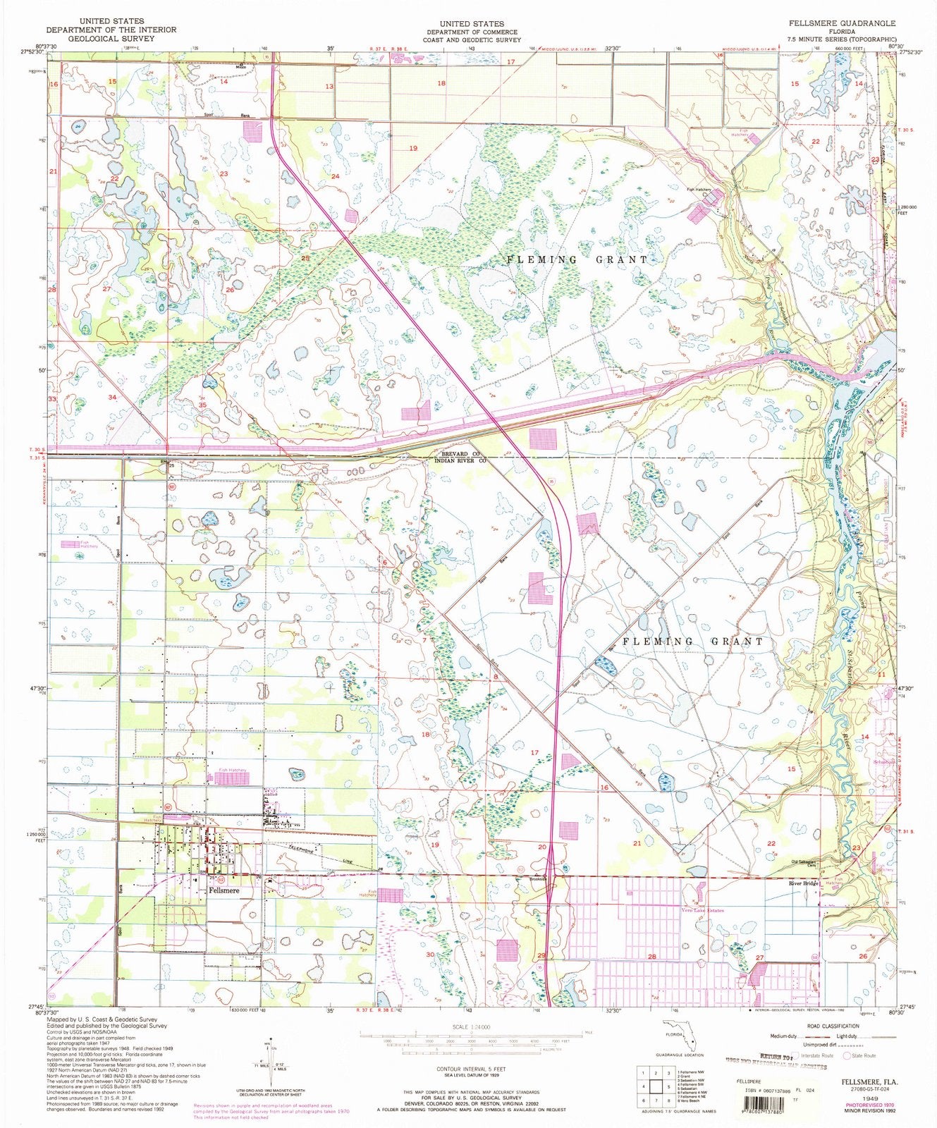 1949 Fellsmere, FL - Florida - USGS Topographic Map