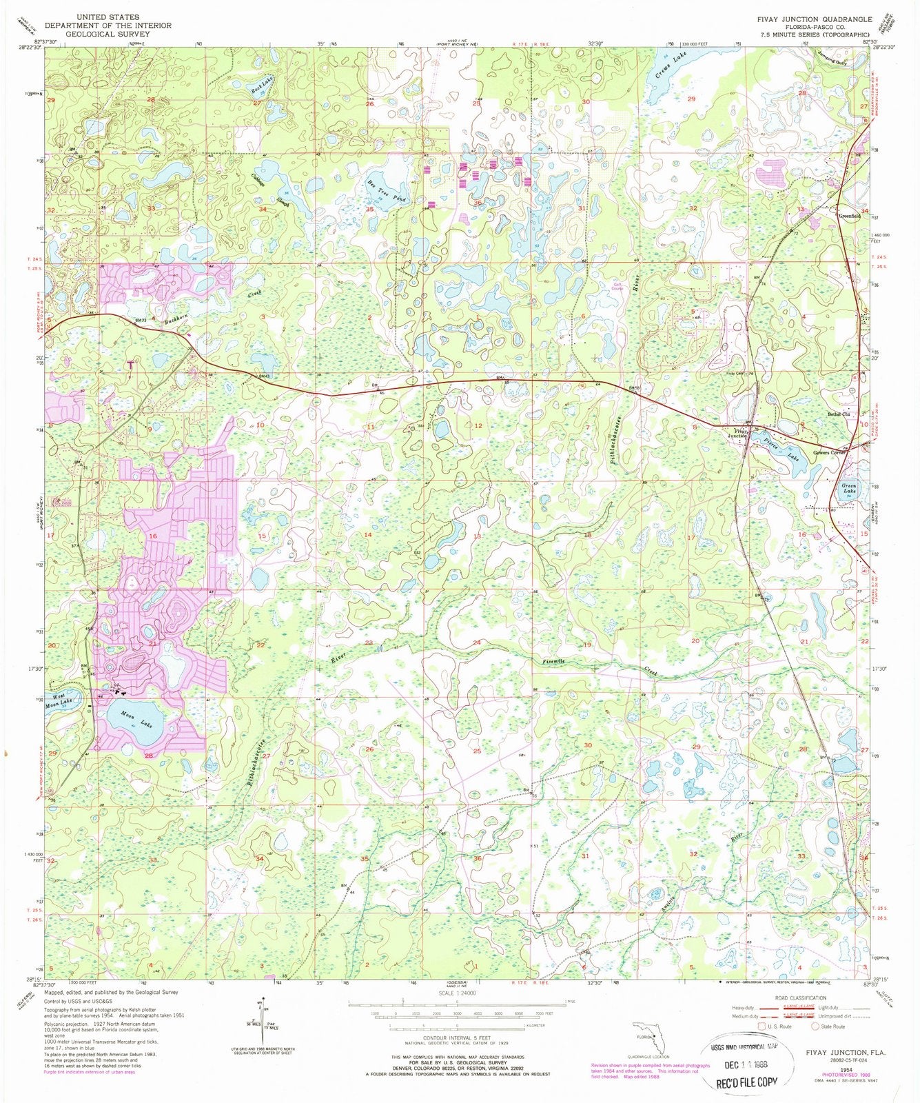 1954 Fivay Junction, FL - Florida - USGS Topographic Map