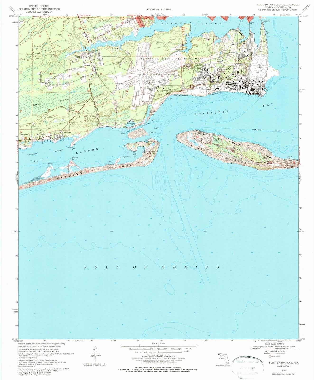 1970 Fort Barrancas, FL - Florida - USGS Topographic Map
