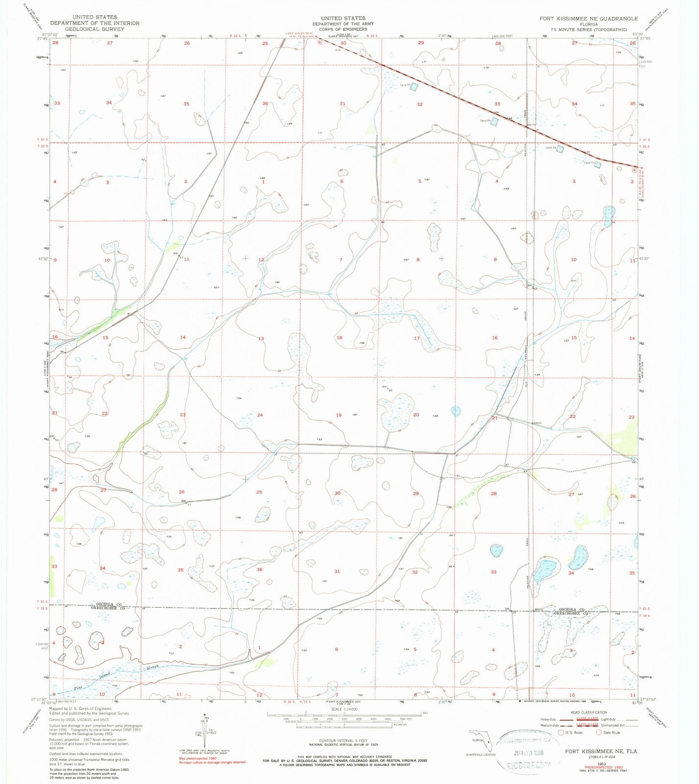 1953 Fort Kissimmee, FL - Florida - USGS Topographic Map