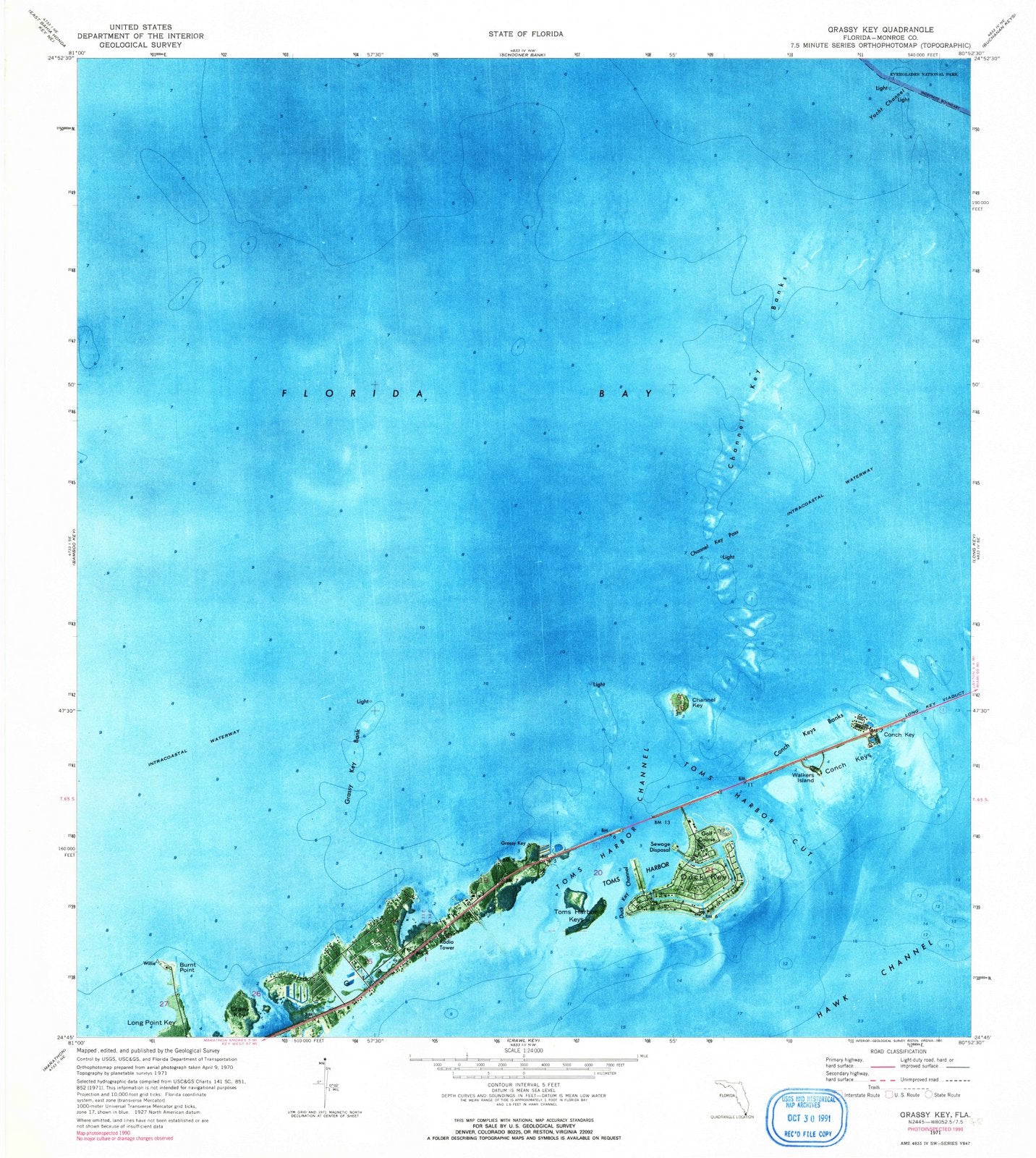 1971 Grassy Key, FL - Florida - USGS Topographic Map