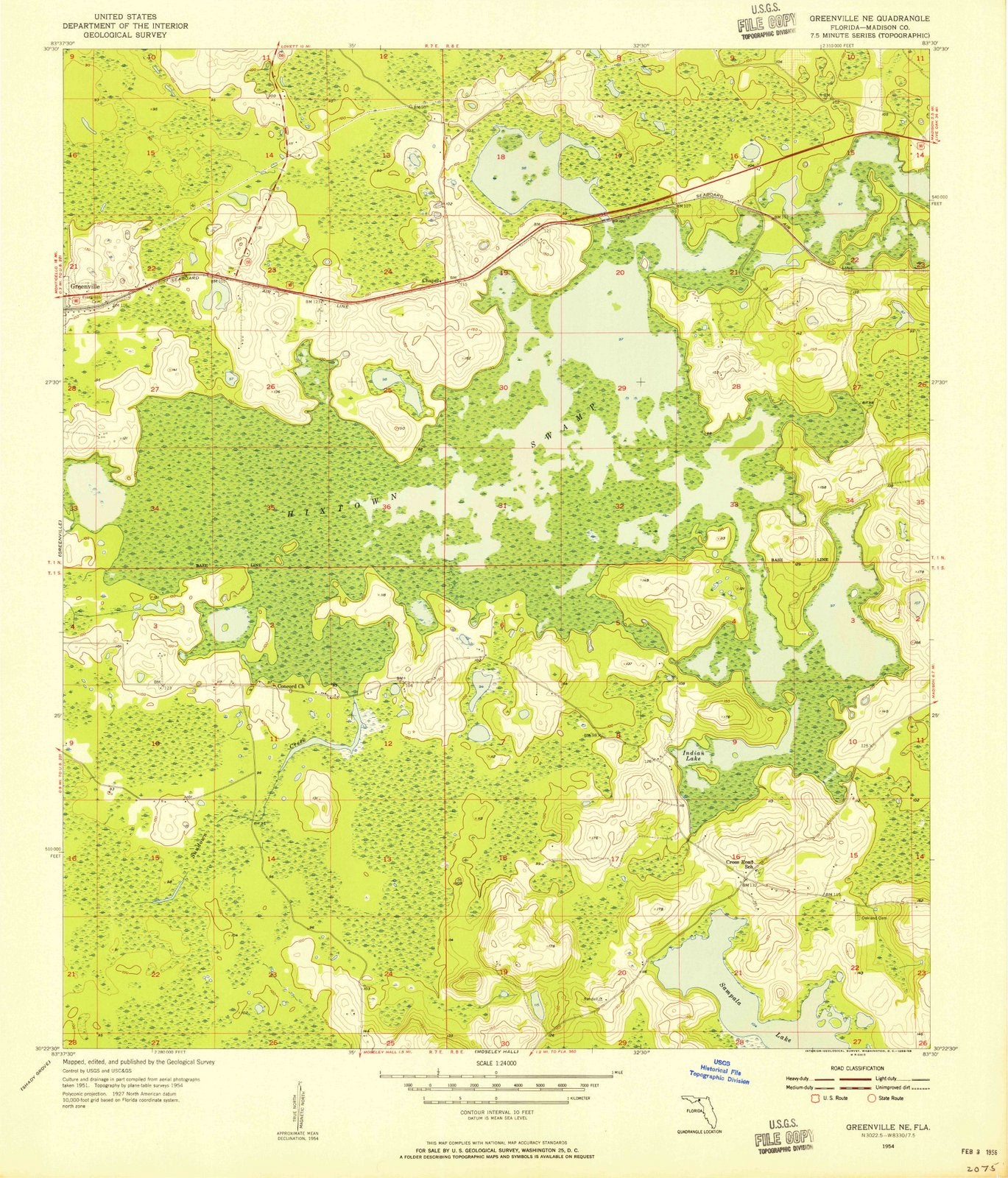 1954 Greenville, FL - Florida - USGS Topographic Map